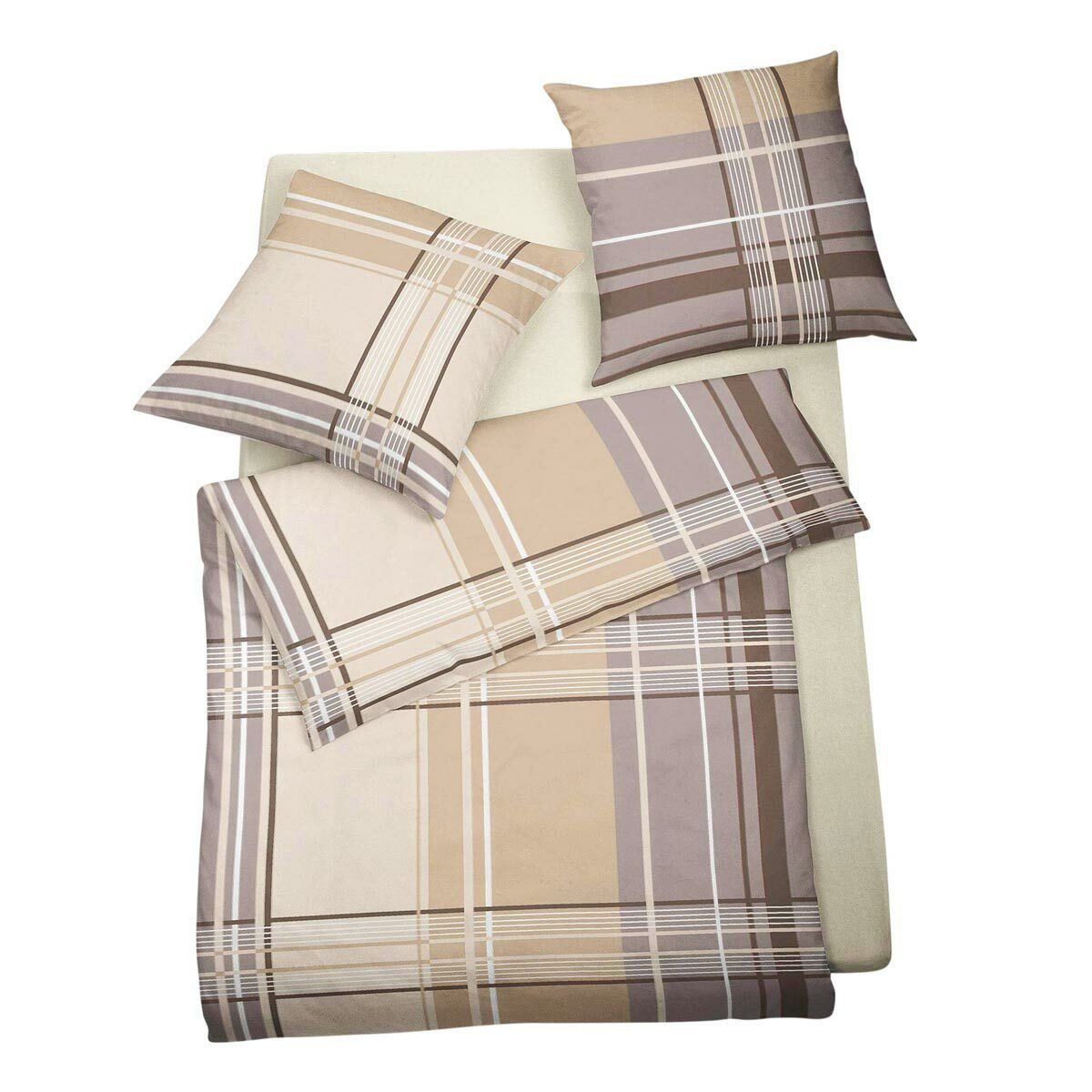 BETTWARENSHOP Bettwäsche Streifen beige, Biber, 3 teilig, herrlich weich un günstig online kaufen