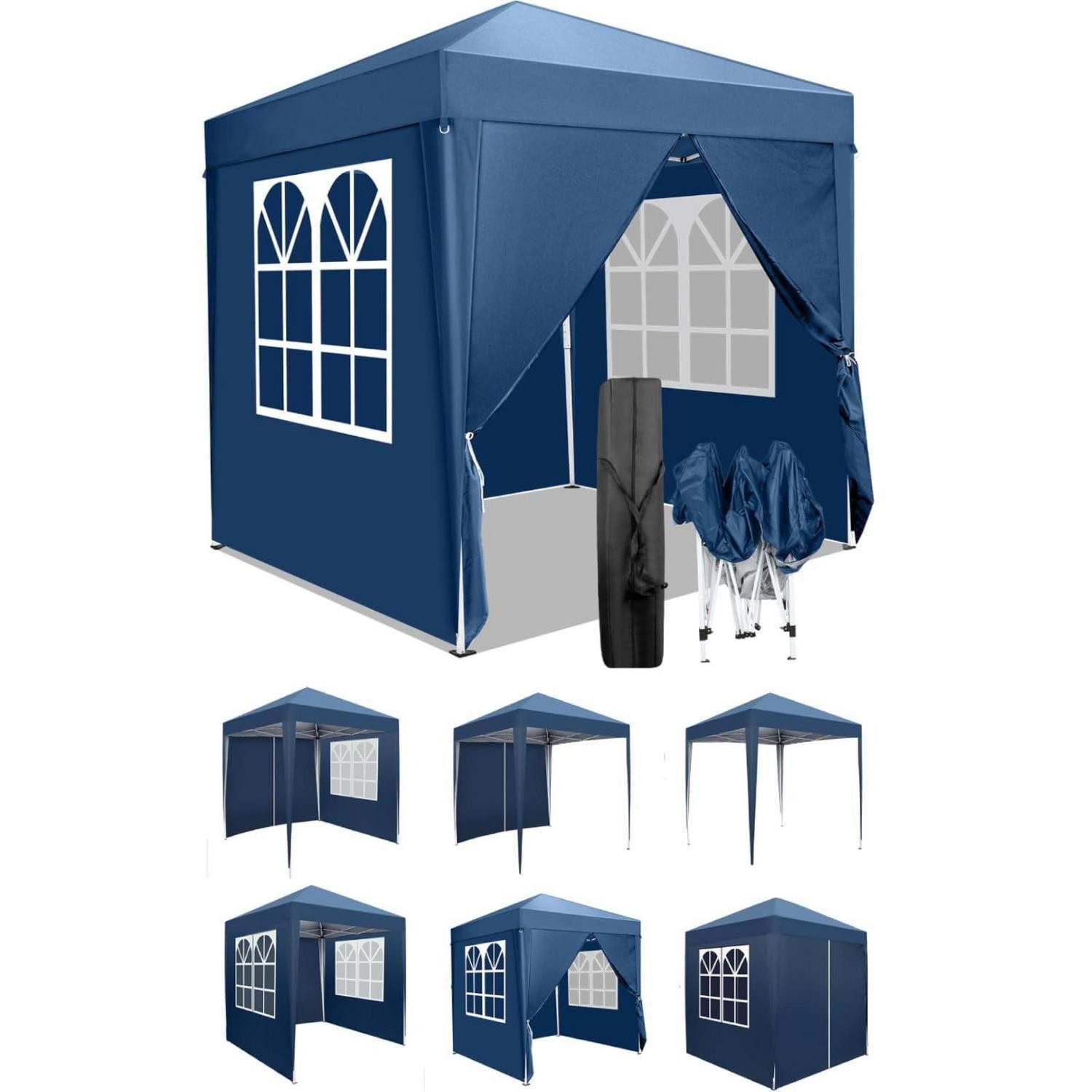 LuxusKollektion Faltpavillon Faltpavillon 2x2m Blau UV50+ 4 Seitenteile