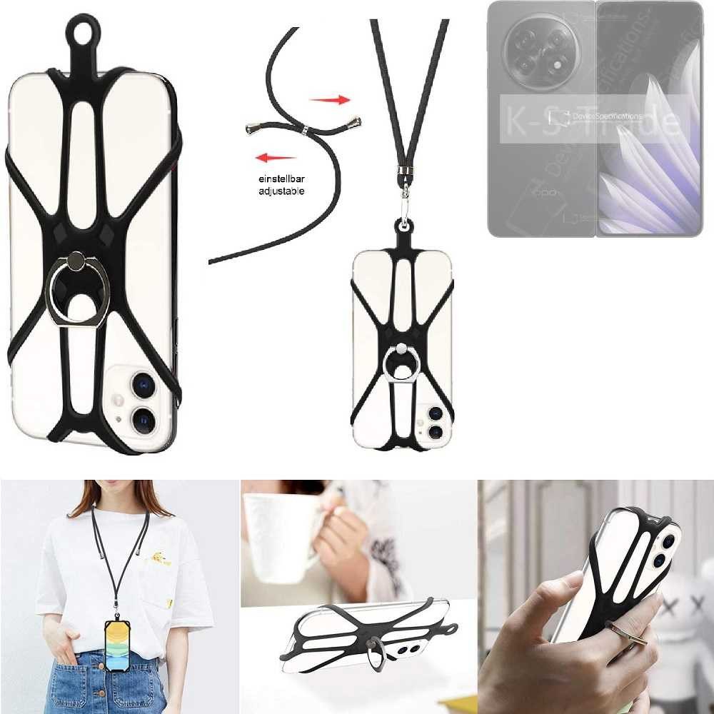 K-S-Trade Handyhülle für Oppo Find N5 CPH2671, 3in1 Handykette Handyband Handykordel Halsband Smartphone-Ring