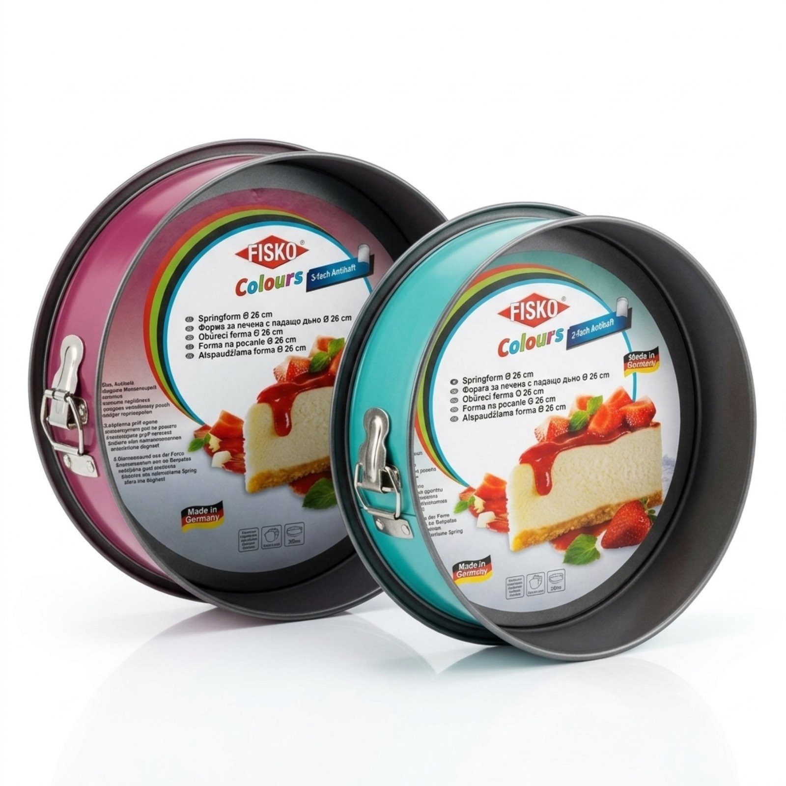HAC24 Backform 2er Set Springformen Pink & Mint Kuchenform, (2-tlg), Ø 26 cm mit 2-fach Antihaft Hitzebeständig bis 230 °C