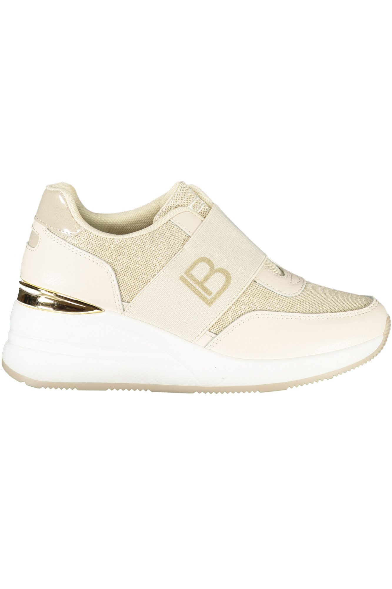 Laura Biagiotti Sneaker Bequemer Damensportschuh Beige mit Plateau 6 cm und