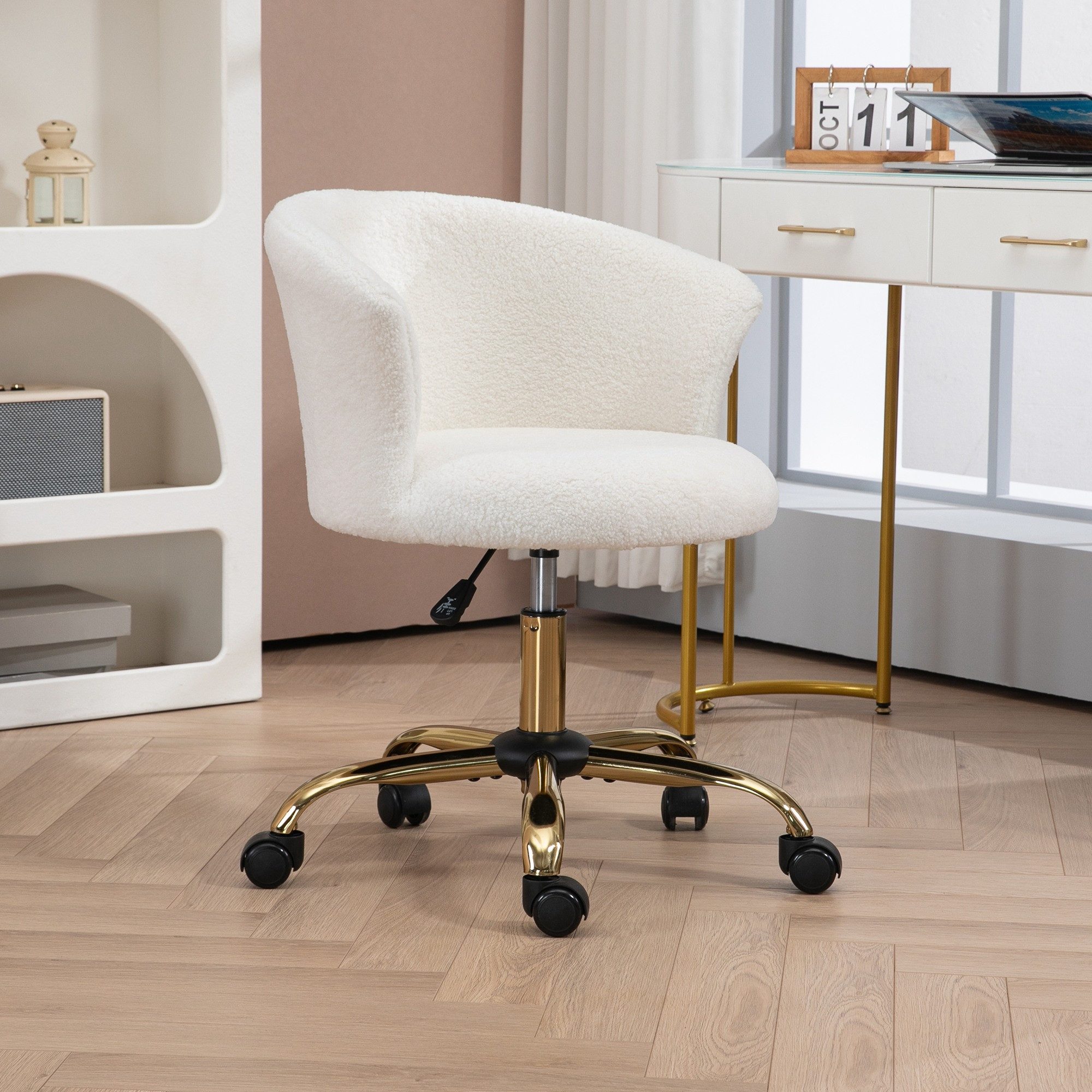 Vinsetto Bürostuhl mit Samtoptik, drehbaren Rollen (höhenverstellbarer Schr günstig online kaufen