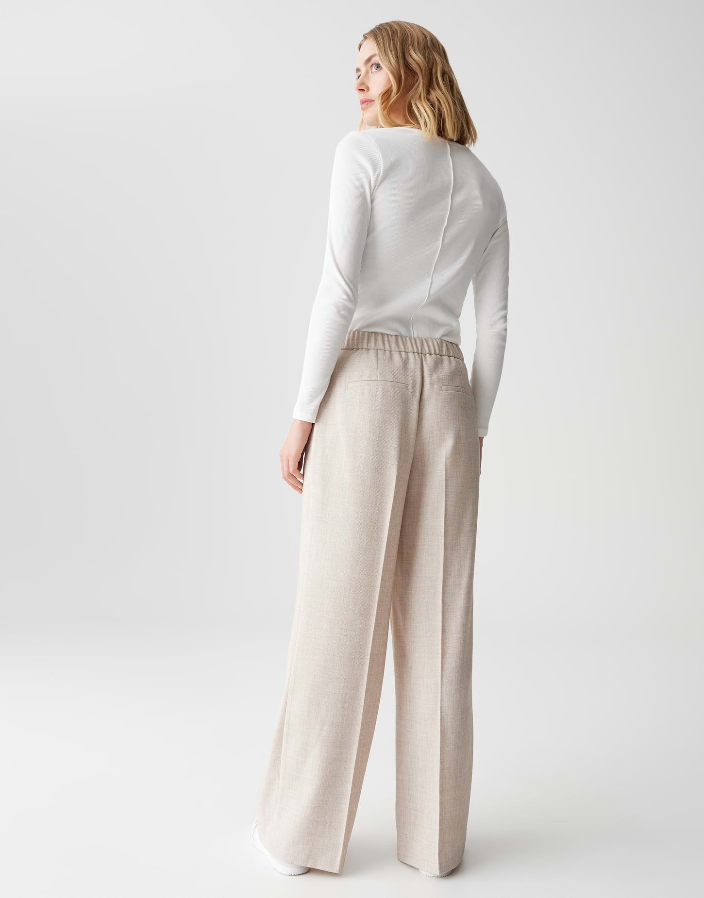 OPUS Stoffhose MAIGA COZY Wide Leg in Mélange Optik weiter, gerader Beinverlauf, natürlicher Griff, fließender Fall