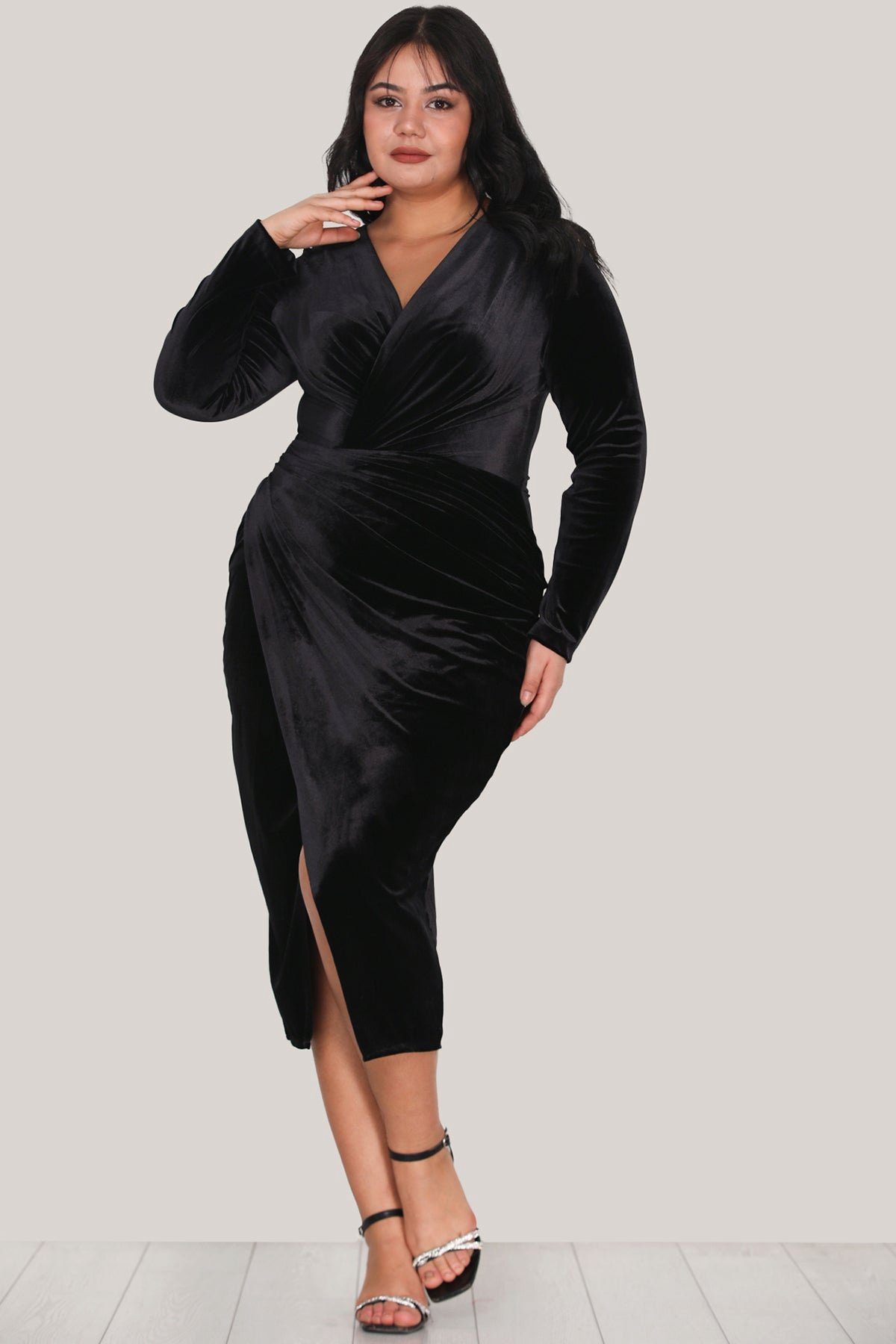 Modabout Abendkleid Damen Abendkleid Midikleid für große Größen - NELB0553D9515SYH (1-tlg)