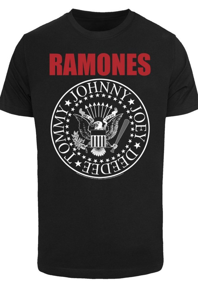 F4NT4STIC T-Shirt Ramones Rock Musik Band Red Text Seal Premium Qualität,  Band, Rock-Musik, Rippbündchen am Hals und Doppelnähte am Saum
