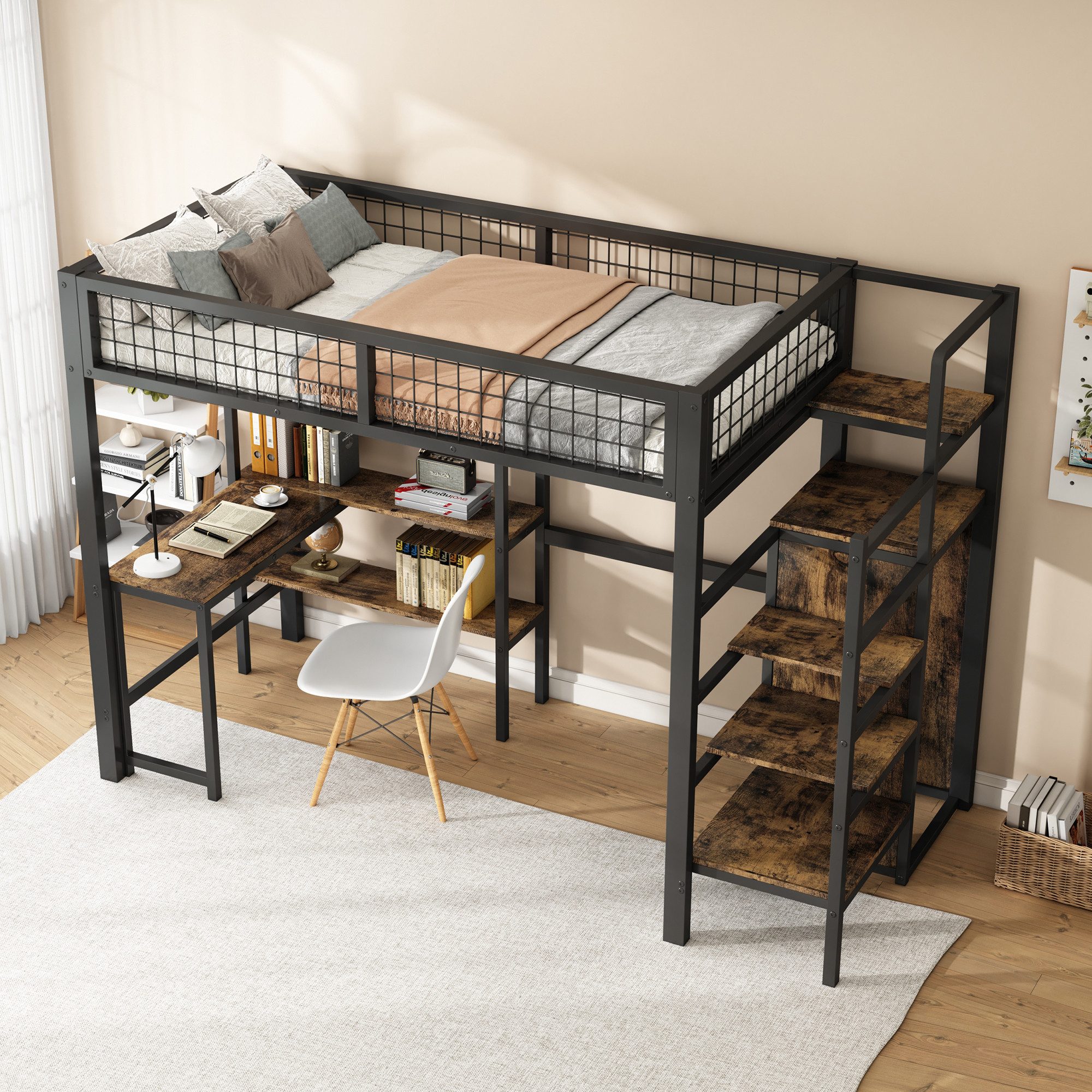 STILVORA Hochbett 90×200 mit Schreibtisch,Jugendbett mit günstig online kaufen