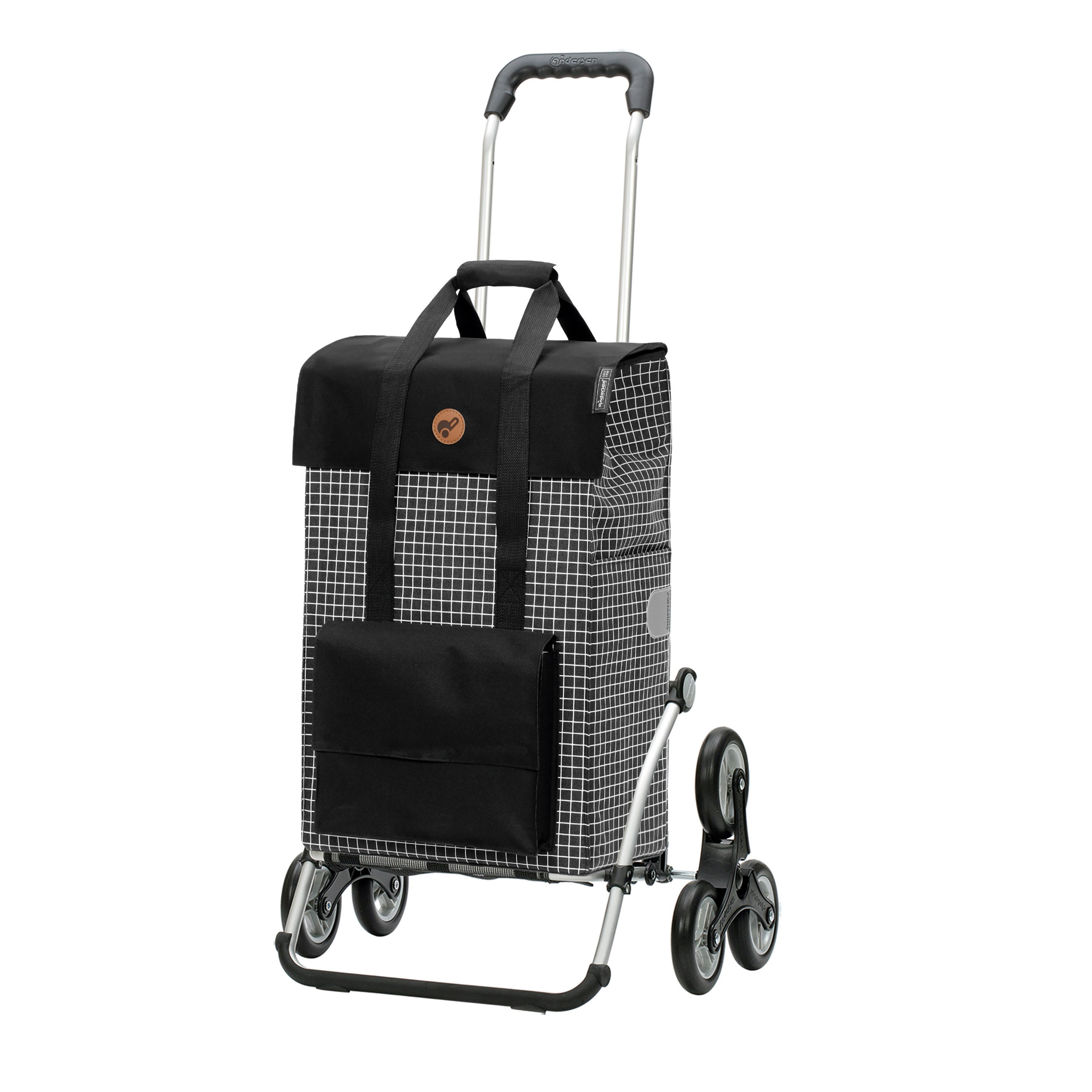 Andersen Einkaufstrolley Treppensteiger Royal Shopper Hedda schwarz, klappbare Ladefläche, belastbar bis 50kg, wasserabweisend