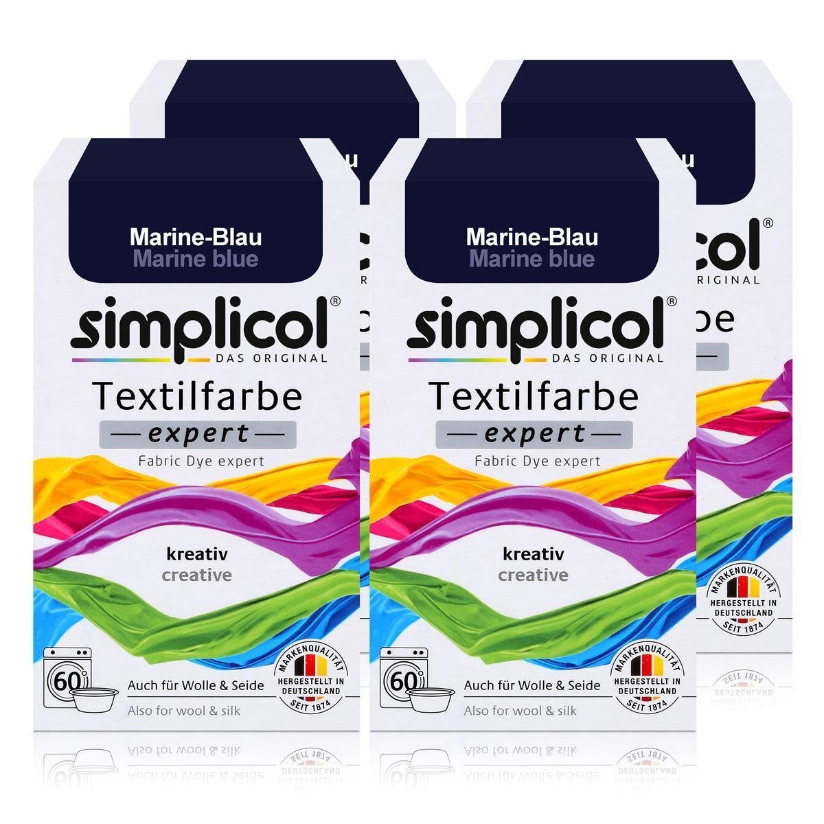 simplicol Textilfarbe Simplicol Textilfarbe expert Marine-Blau 150g - Farbe zum Färben (4er