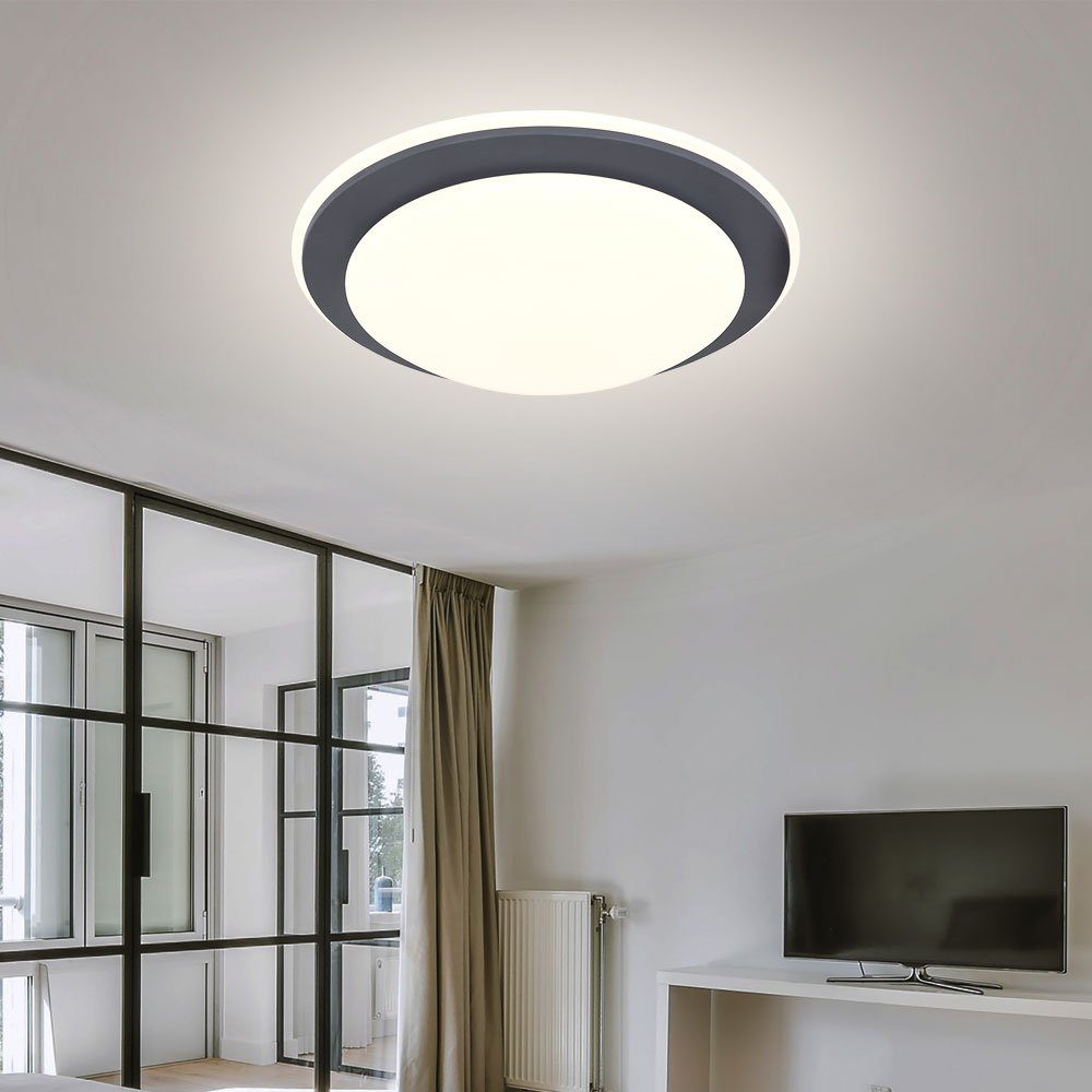 etc-shop LED Deckenleuchte, LED-Leuchtmittel fest verbaut, Warmweiß, Deckenlampe Wohnzimmerleuchte LED 36 Watt Esszimmerlampe graphit