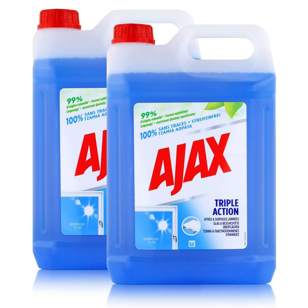 (2er & AJAX beschichtete Glas 5L Ajax Oberflächen - Pack) Allzweckreiniger Glasreiniger Für