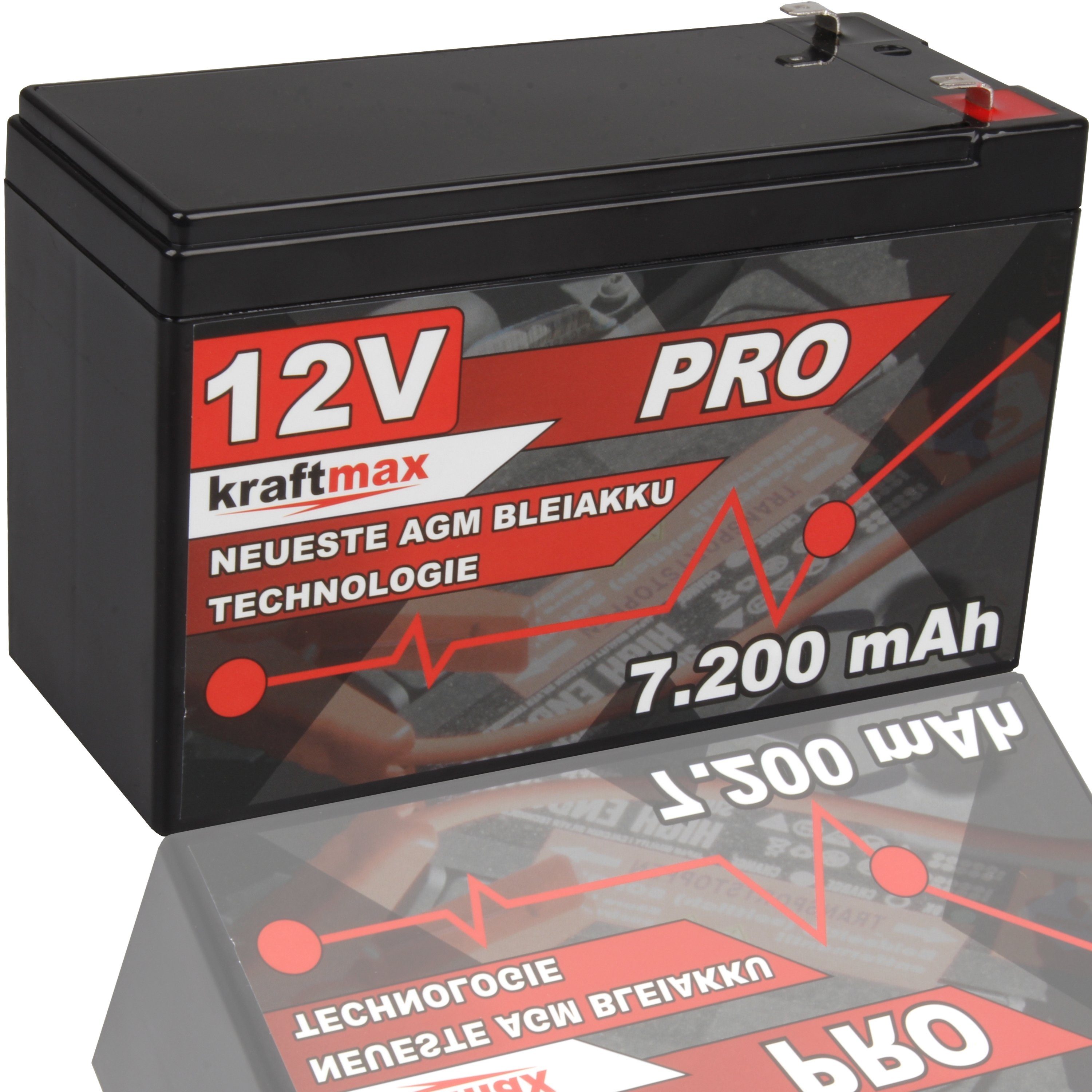 kraftmax Industrial Pro Bleiakku [ 12V / 7,2Ah ] AGM Hochleistungs- Blei Akku Свинцево-кислотні акумулятори