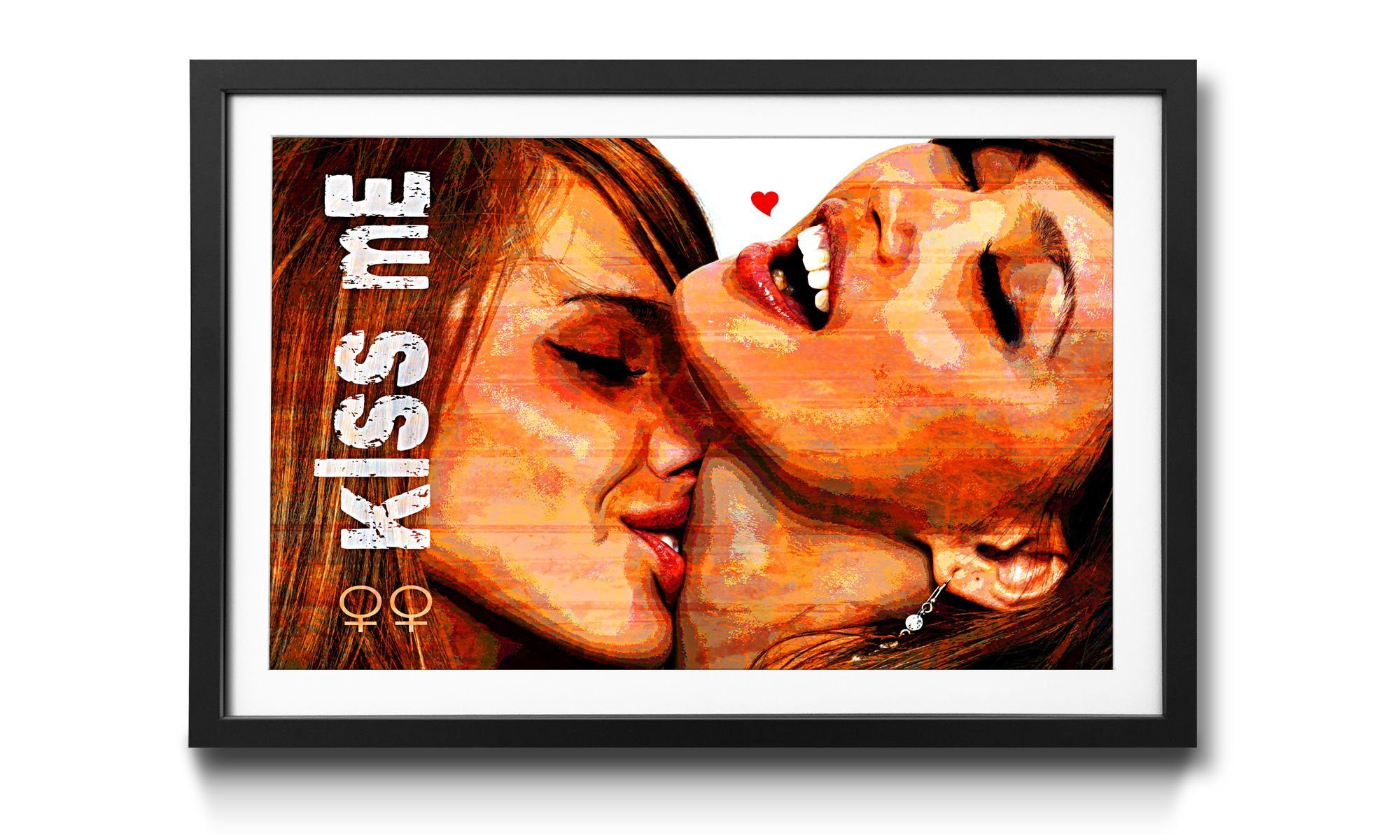 WandbilderXXL Bild mit Rahmen Kiss Me, Erotik, Wandbild, in 4 Größen erhältlich