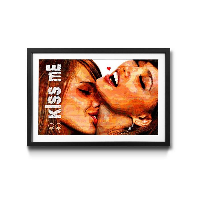 WandbilderXXL Bild mit Rahmen Kiss Me Erotik Wandbild in 4 Größen erhältlich