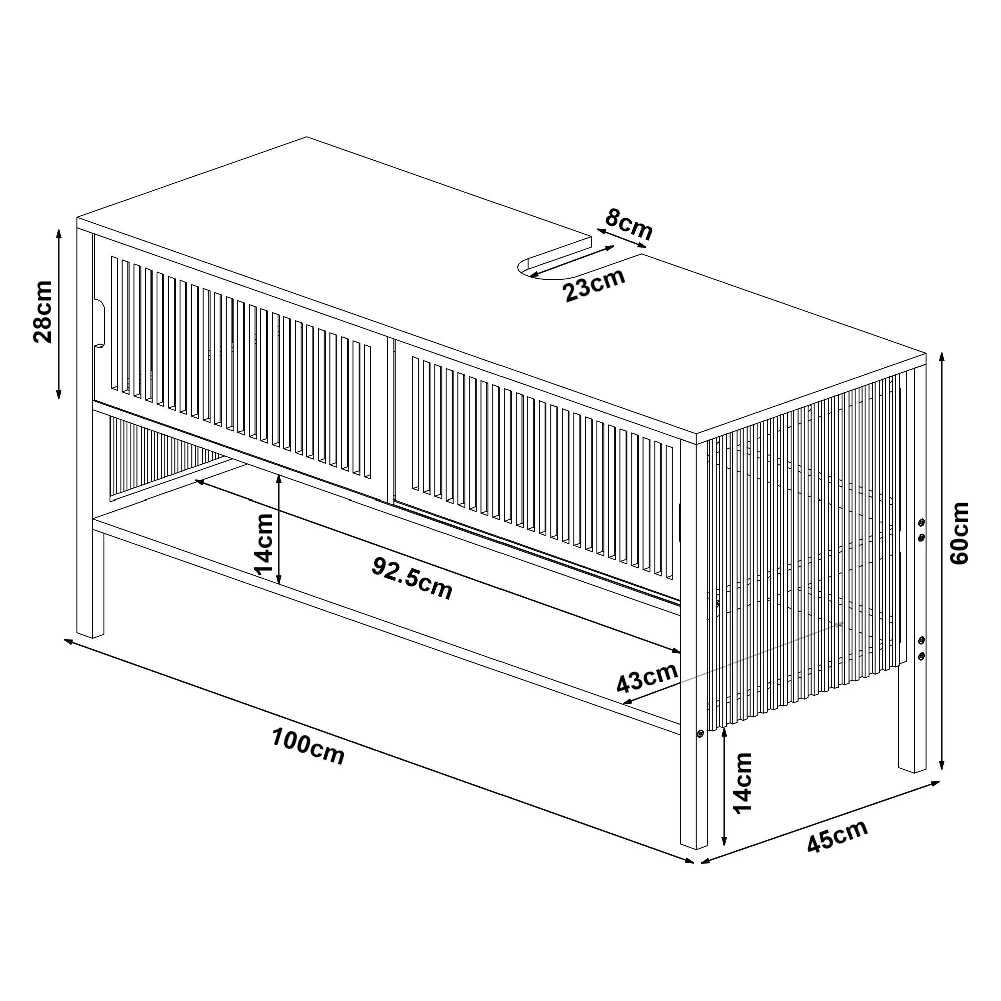 en.casa Waschbeckenunterschrank »Hvaler« Unterschrank 60x100x45cm Bambus – Bild 3 von 5