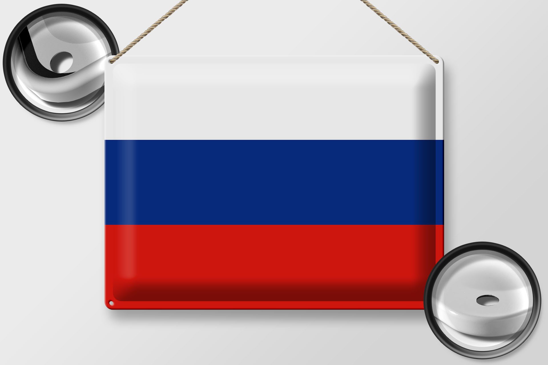 Femer GmbH Metallschild Flagge Russland 40x30cm Flag of Russia, (1 St), gewölbte Oberfläche, abgerundete Ecken, umgeschlagene Kanten