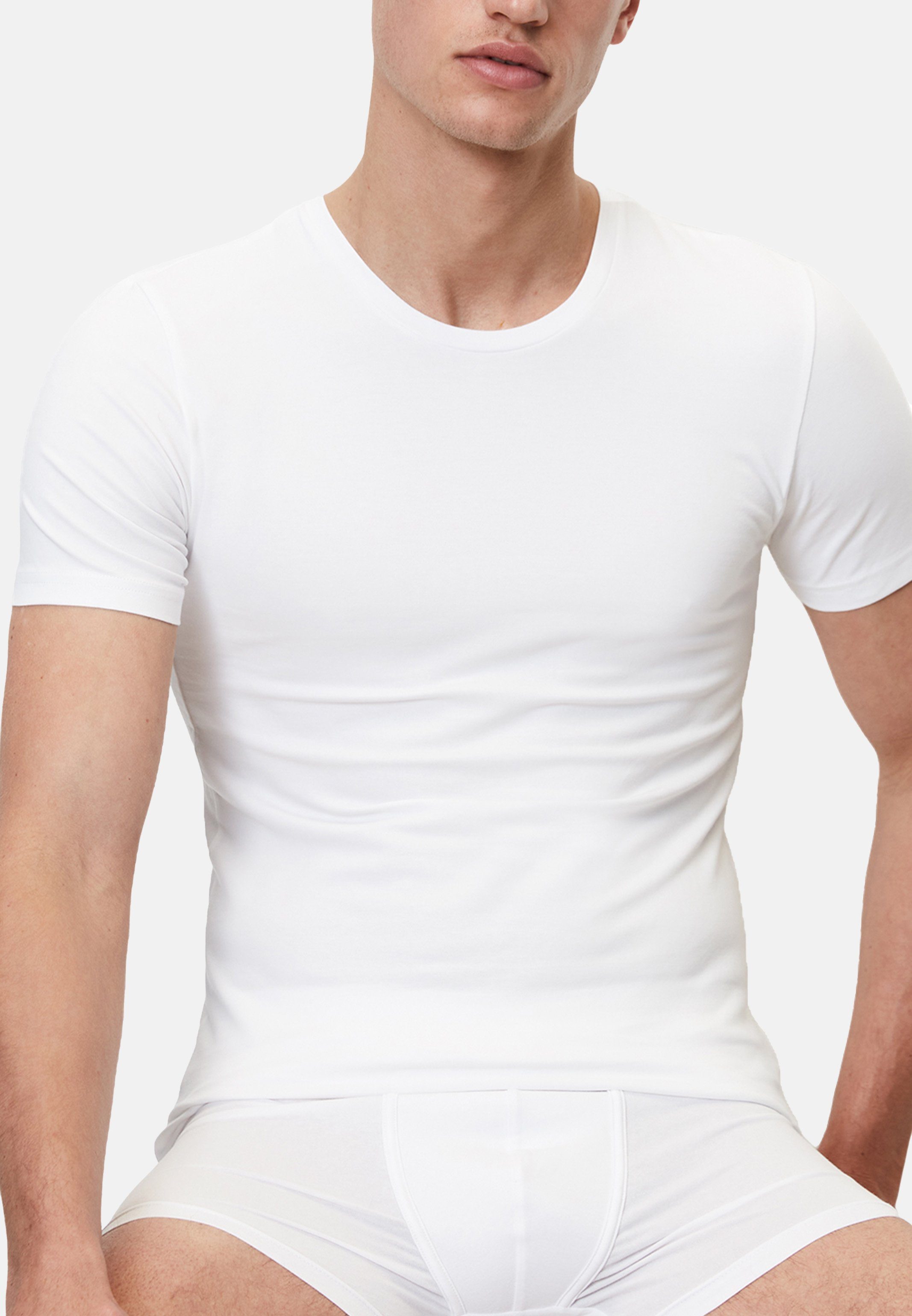/ 6-St) Unterhemd 6er Shirt - Pack Weiß - Essentials Marc (Spar-Set, Cotton Unterhemd Baumwolle Langarm O'Polo Organic
