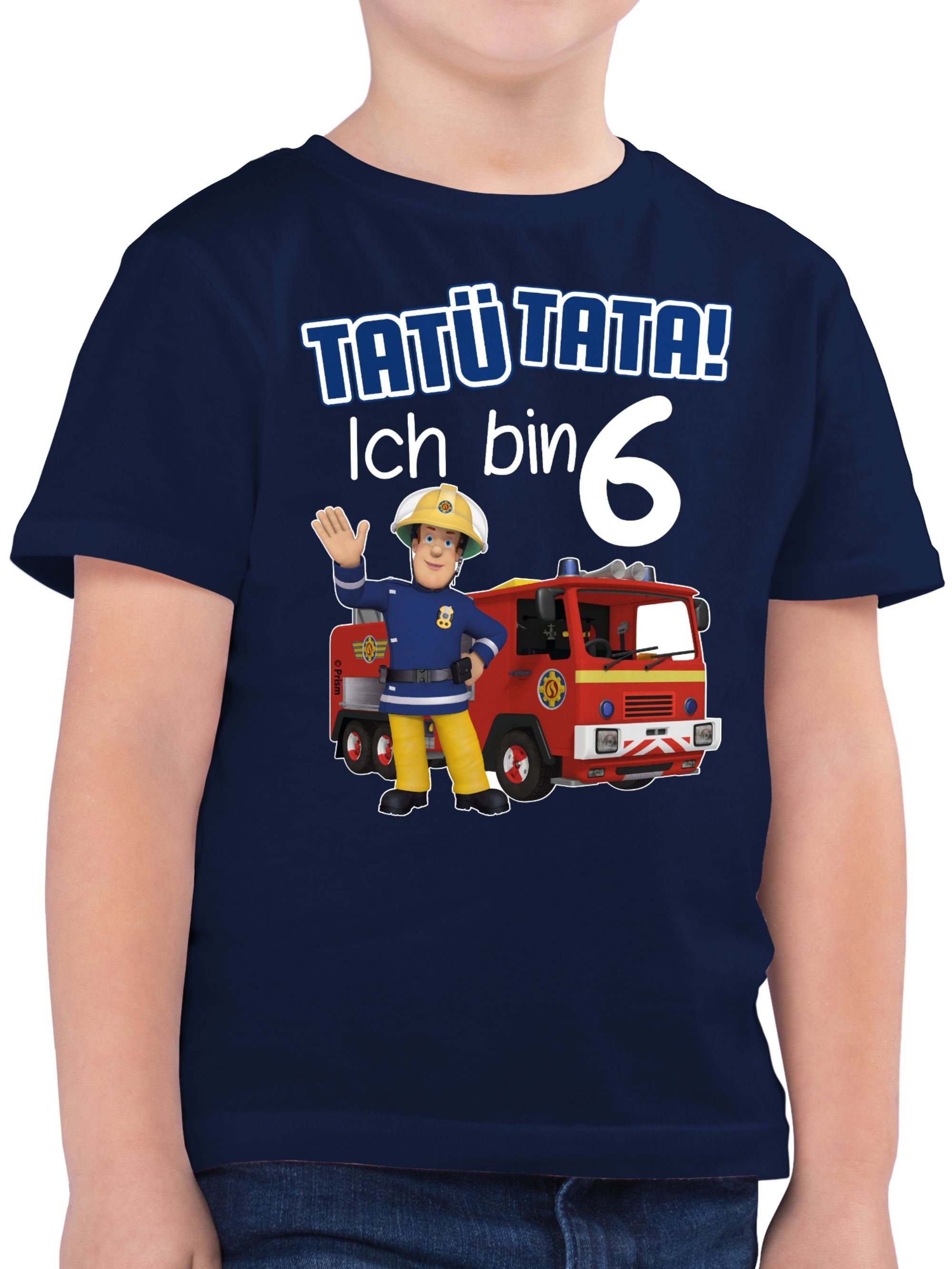 Shirtracer T-Shirt Tatü Tata! Ich bin 6 - blau Feuerwehrmann Sam Jungen 03 Dunkelblau