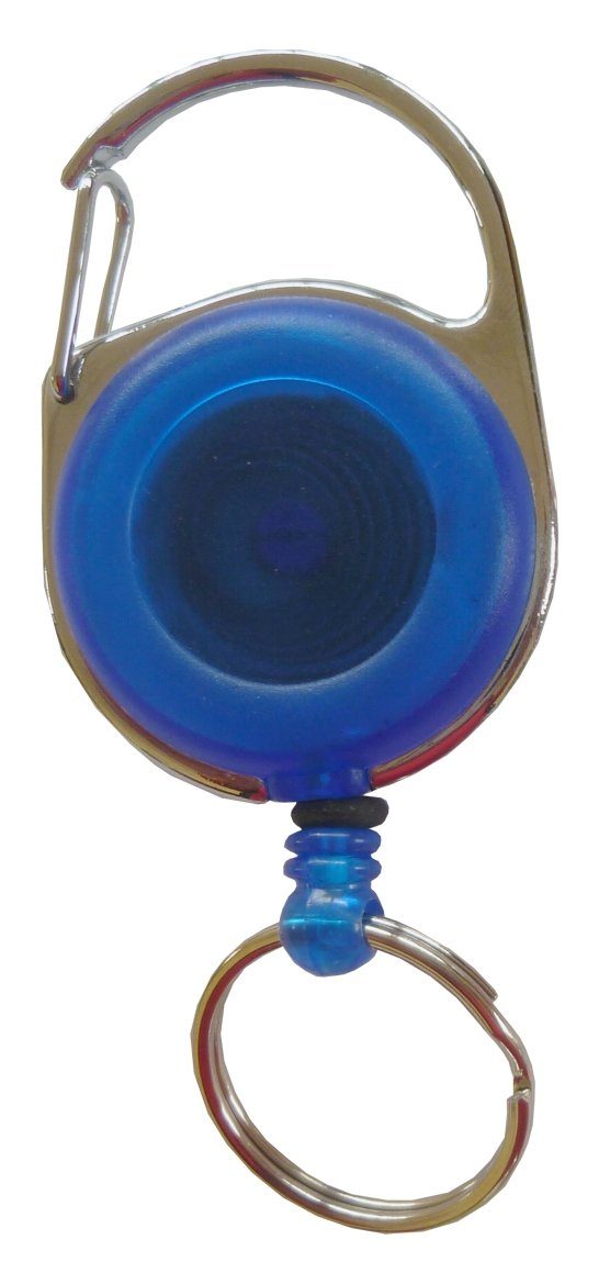 Kranholdt Schlüsselanhänger Jojo / Ausweishalter Gürtelclip, Transparent / mit Metallumrandung, Schlüsselring (10-tlg), Blau runder Form Ausweisclip