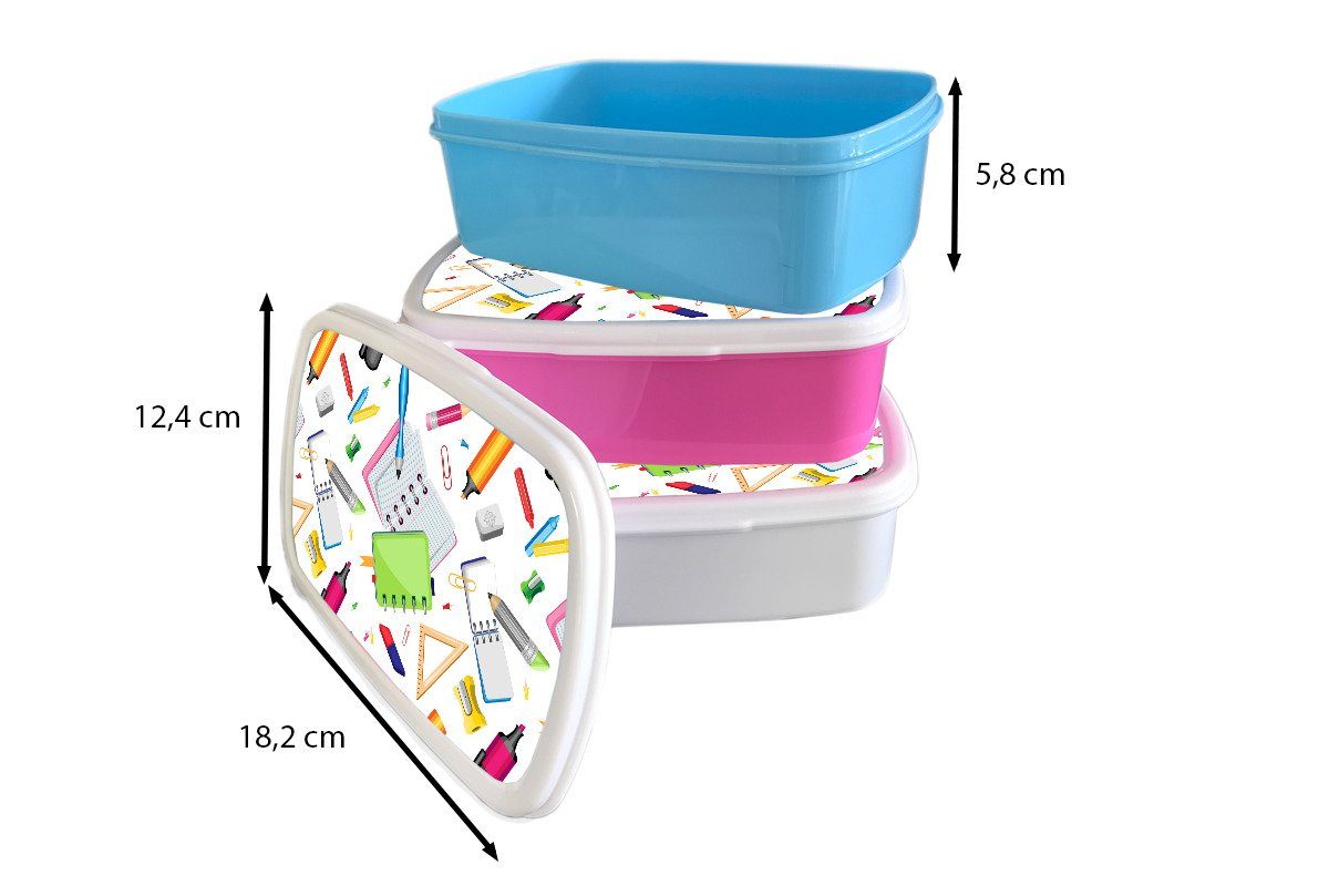 MuchoWow Schule Kunststoff, (2-tlg), Lunchbox Bleistift, Mädchen Muster Erwachsene, - und Brotdose, und für - für weiß Brotbox Kinder Jungs