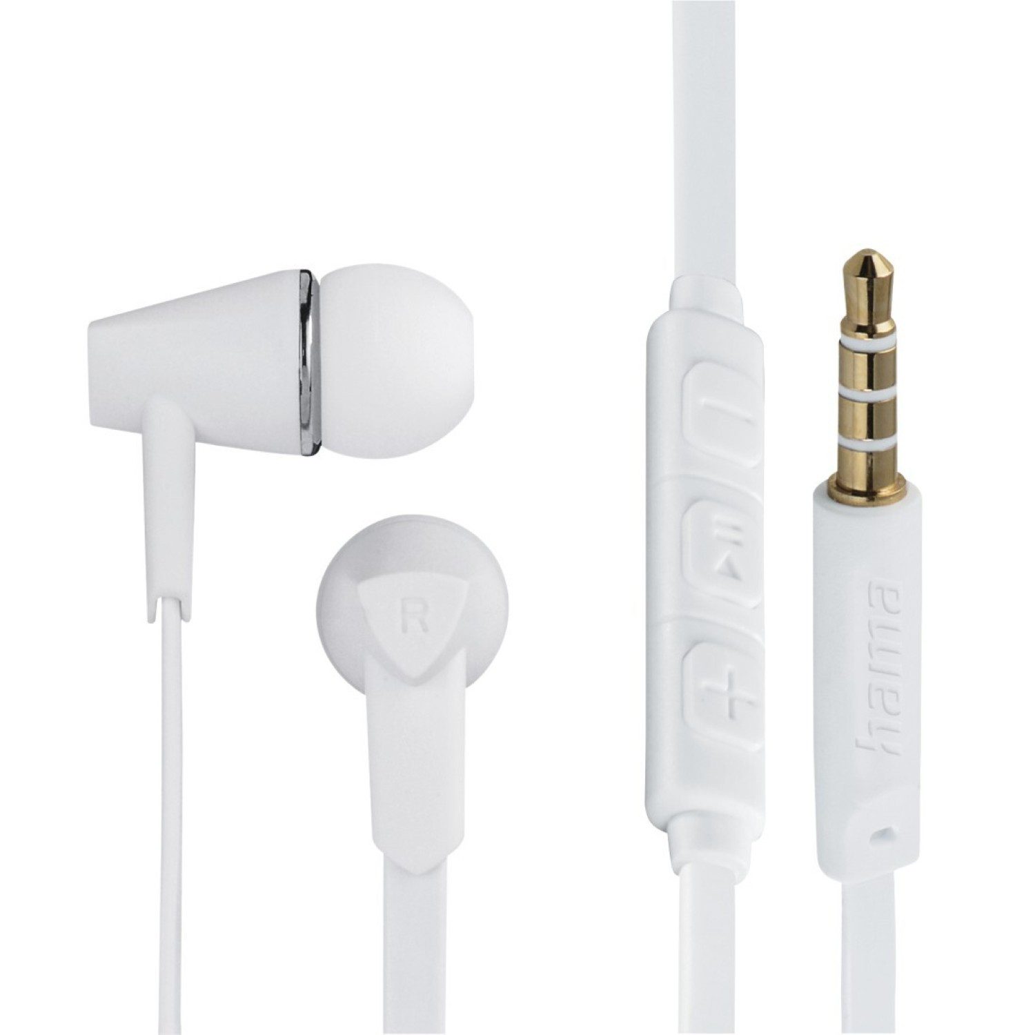 Hama JOY In-Ear Headset 3,5mm Klinke Ohrhörer Weiß Smartphone-Headset (Anruffunktion, Mikrofon, Wiedergabe-Steuerung, Lautstärkenreglung, Google Assistant, Siri, 3,5mm, Mikrofon Fernbedienung Silikon-Ohrpolster Klinken-Stecker Ohrhörer)