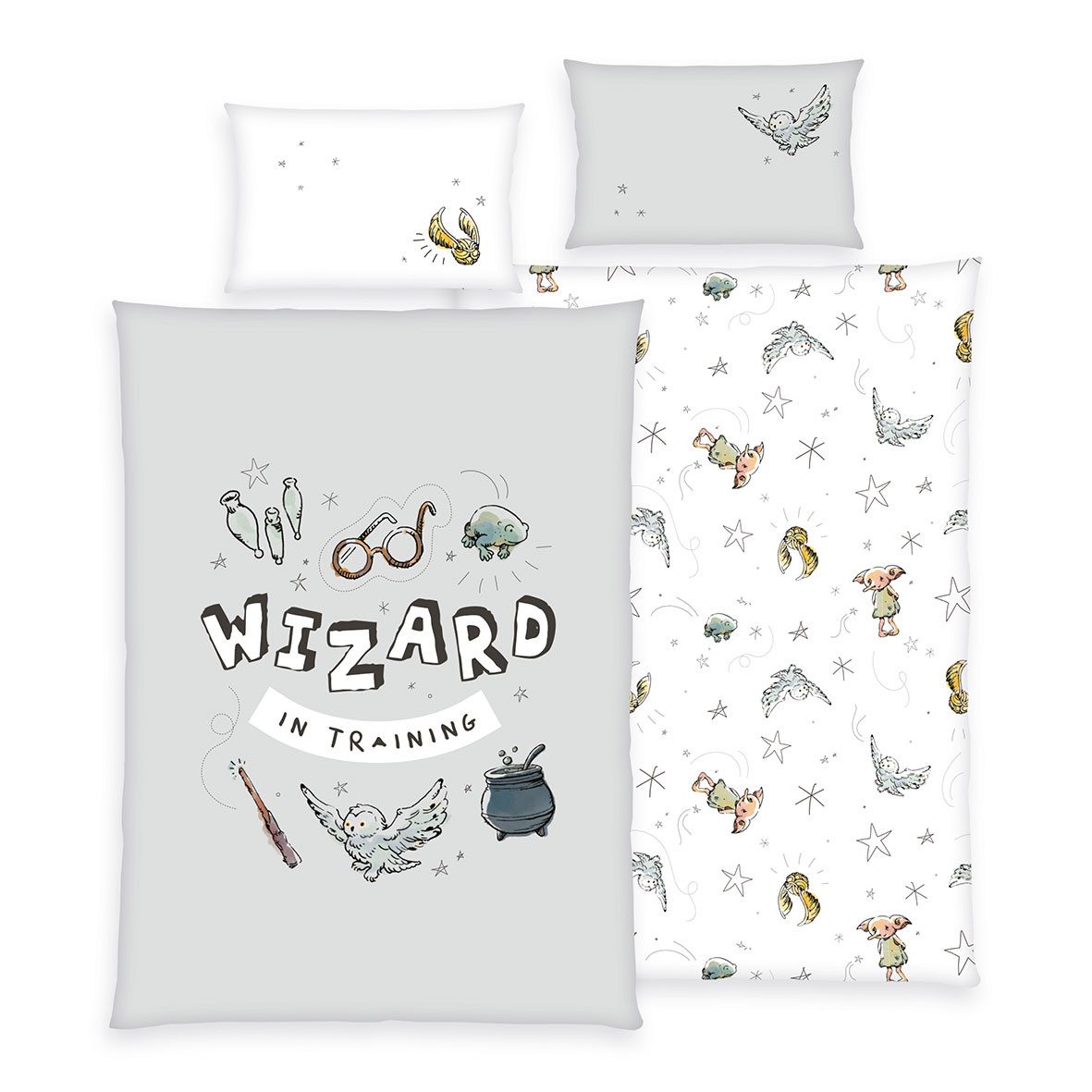 Stoffschmiede Kinderbettwäsche - Harry Potter – "Wizard in training" - 100x135cm + 40x60cm, 100% Baumwolle
