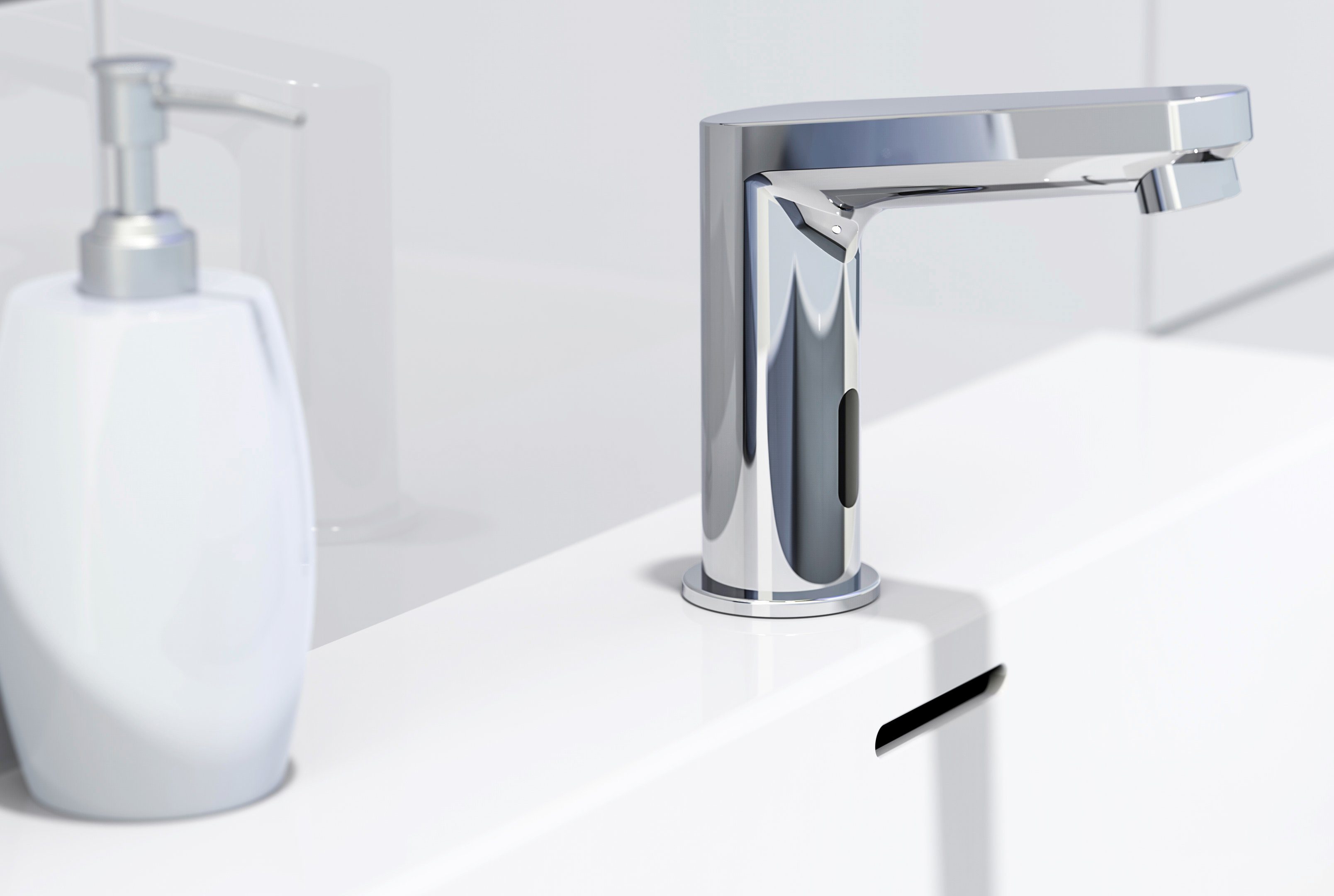 Waschtischarmatur Waschbecken mit Mischbatterie, VITAL in Chrom Wasserhahn Sensor, Armaturen Schütte