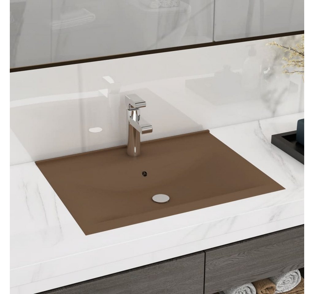 Thumbnail - vidaXL Waschbecken, Luxus-Waschbecken mit Hahnloch Matt-Creme 60x46 cm Keramik