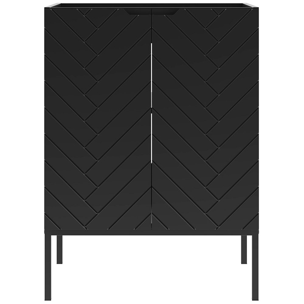 Lomadox Waschbeckenschrank ANGERA-140 Waschtischunterschrank Badezimmerschrank 60 cm breit modern schwarz