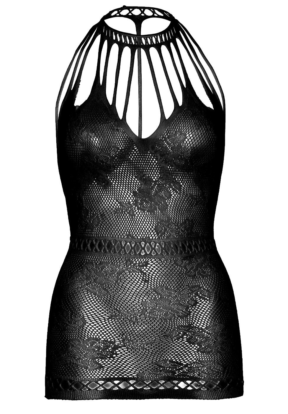 Minikleid aus Mini-Kleid mit Avenue Spitze - Netz schwarz Leg