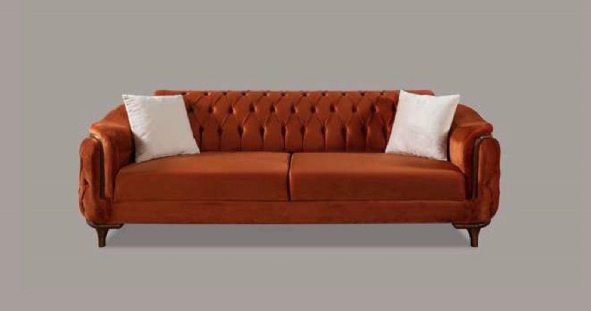 JVmoebel 3-Sitzer Dreisitzer Sofa 3 Sitzer Luxus Modern Stoff Möbel Design Braun