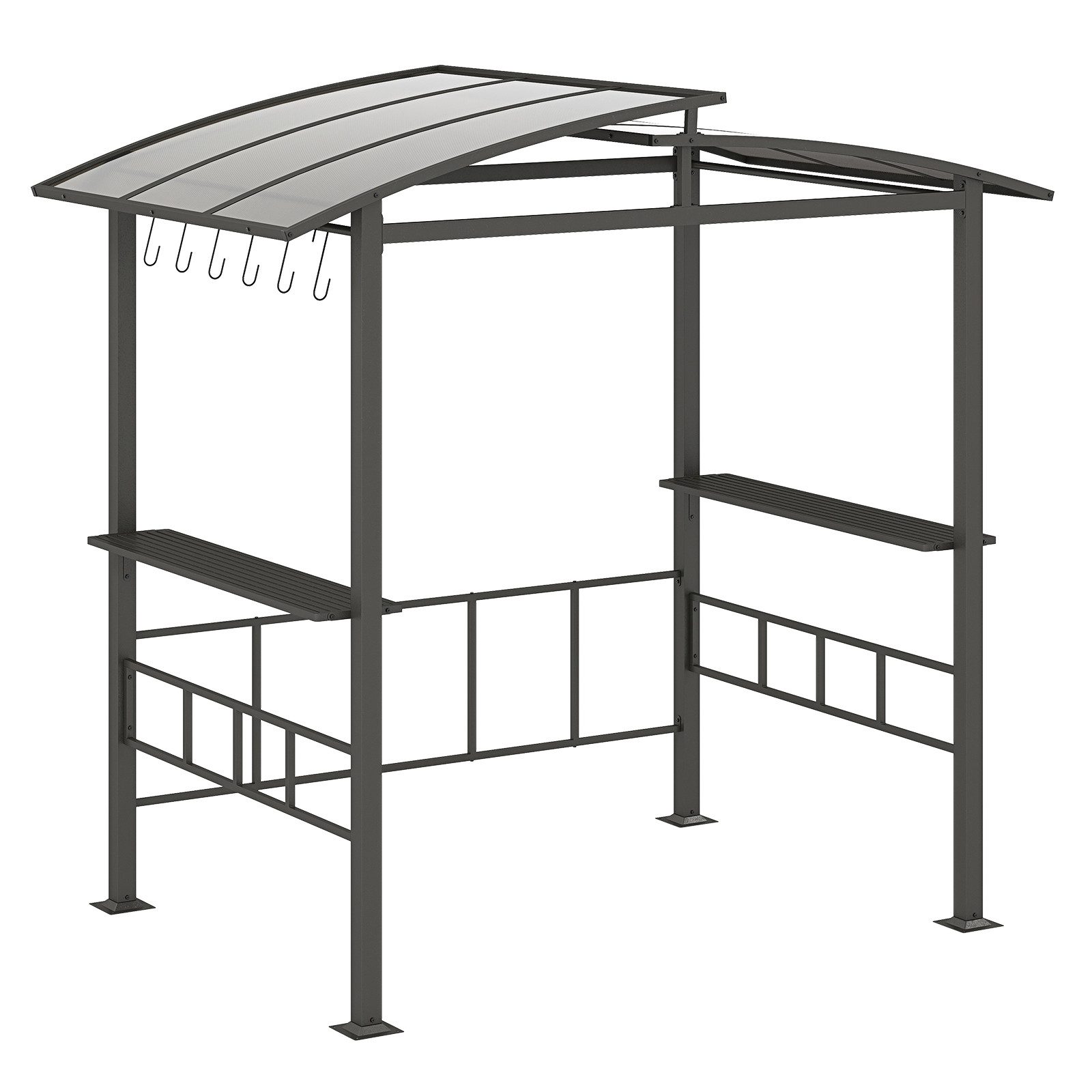 COSTWAY Grillpavillon, Partyzelt mit Seitenregalen, Haken, 248x150x232cm
