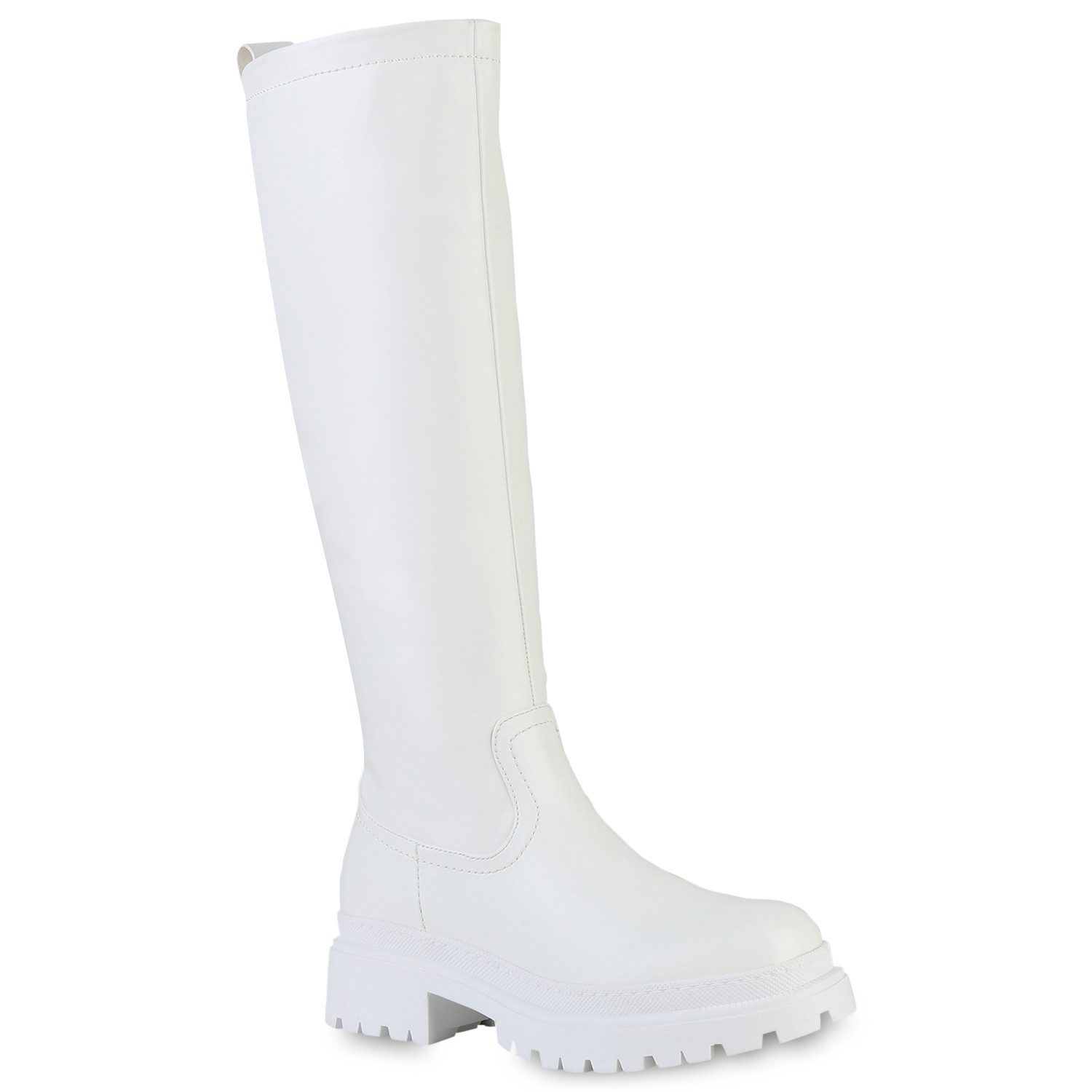 VAN HILL 839544 Plateaustiefel Damen Plateaustiefel Trendy Stiefel mit Profilsohle und Blockabsatz