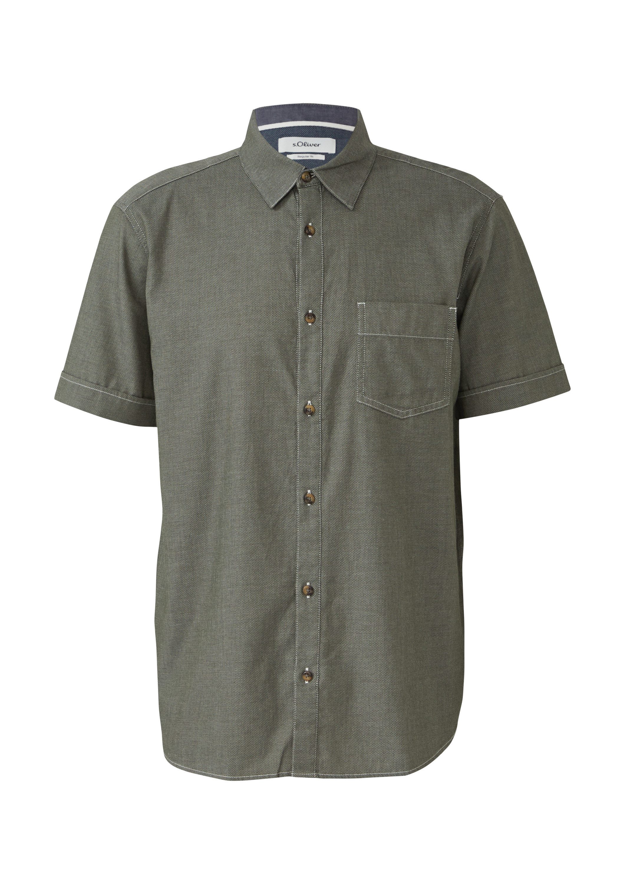 s.Oliver Kurzarmhemd Hemd Regular Fit: Strukturiertes Kurzarmhemd mit Kontr günstig online kaufen