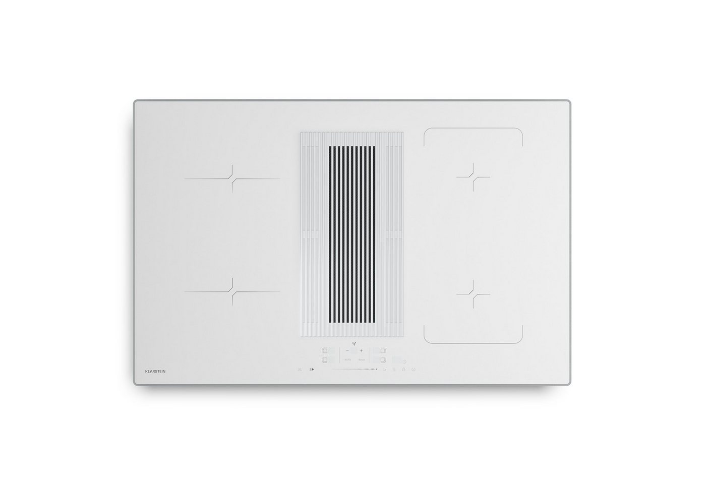 Klarstein Unterbauhaube Wonderglass Serie Wonderglass Velaire Induktion+Abzug 80cm 4 Zonen 8400W 597 m³/h Boost Einbau-Kochfeld 80 cm autark mit Dunstabzughaube Touch Restwärme