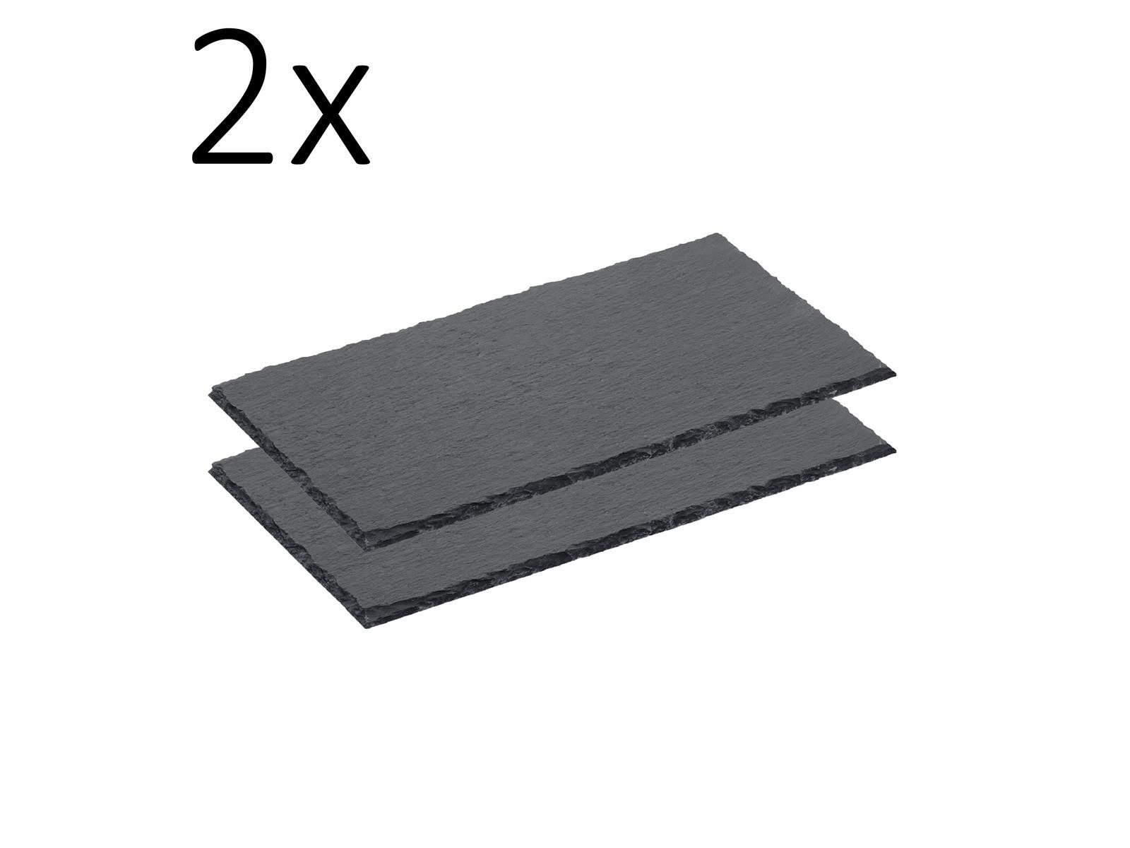 Gastro Spirit Servierplatte 2er Set Schieferplatte 26,5 x 16 x 0,5 cm, GN 1/4, schwarz, Schiefer, (Set, 2-tlg., 2er Set), Naturschieferplatten