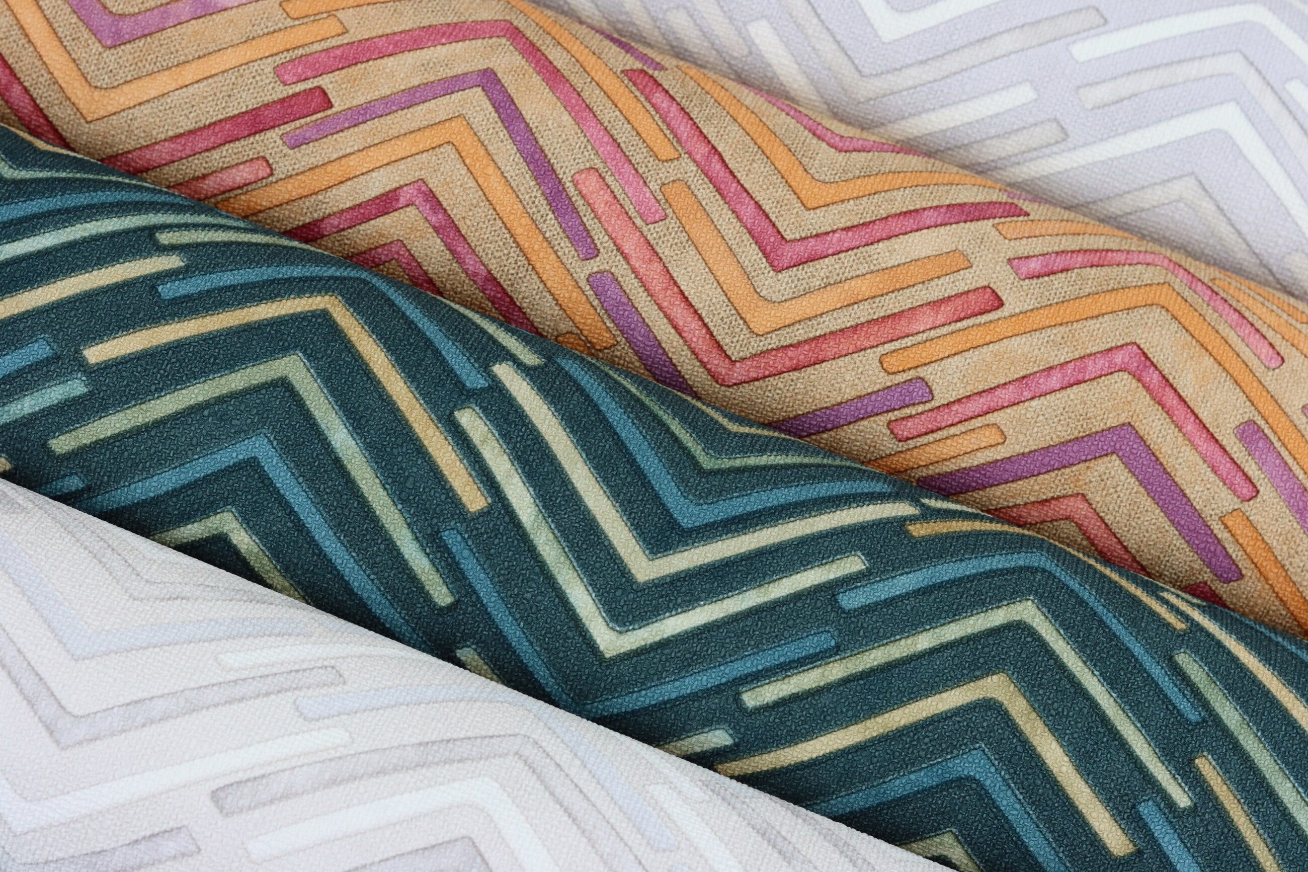Rasch Vliestapete mit geometrischem Zick-Zack Muster in Orange, strukturiert, gemustert, Fischgratmuster, grafisch, Zick-Zack, geometrisch, (1 Rolle, 1 St), Chevron, Fischgrät