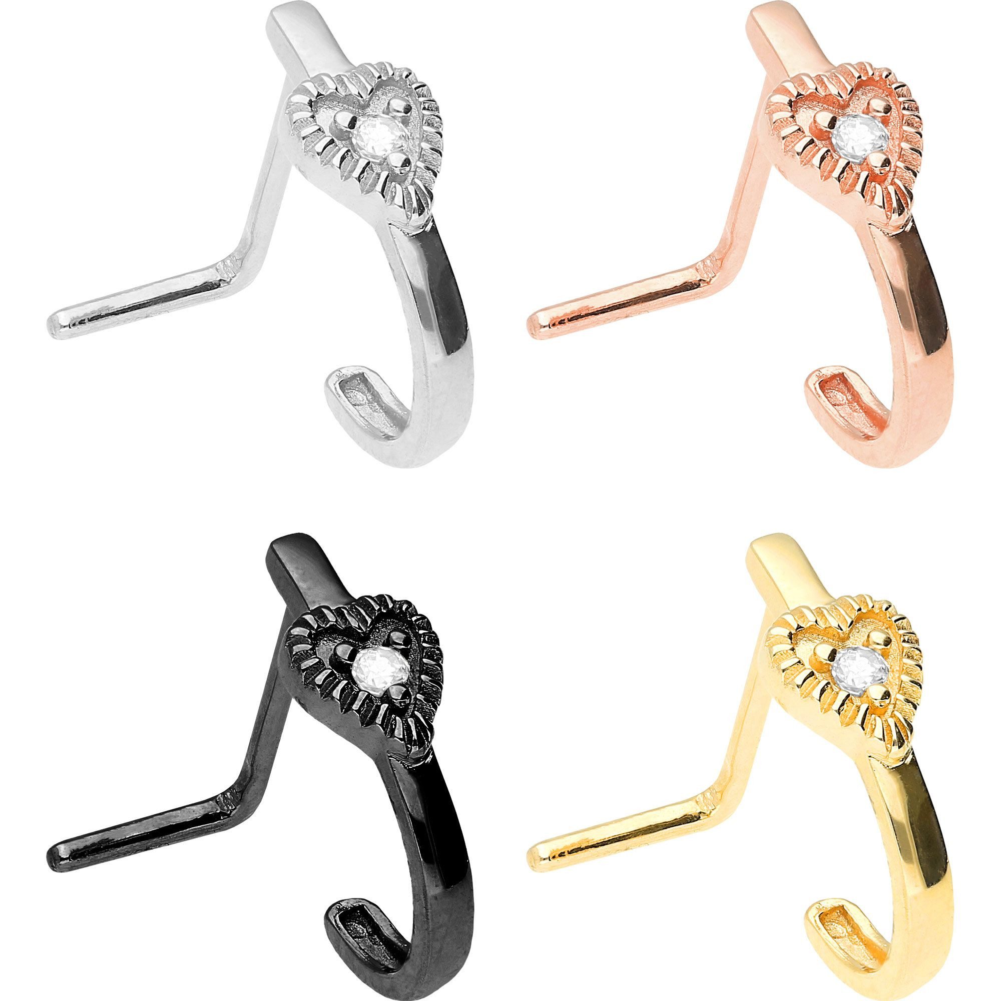 PIERCINGLINE Nasenpiercing Chirurgenstahl Nasenstecker HERZ + KRISTALL (Nas günstig online kaufen
