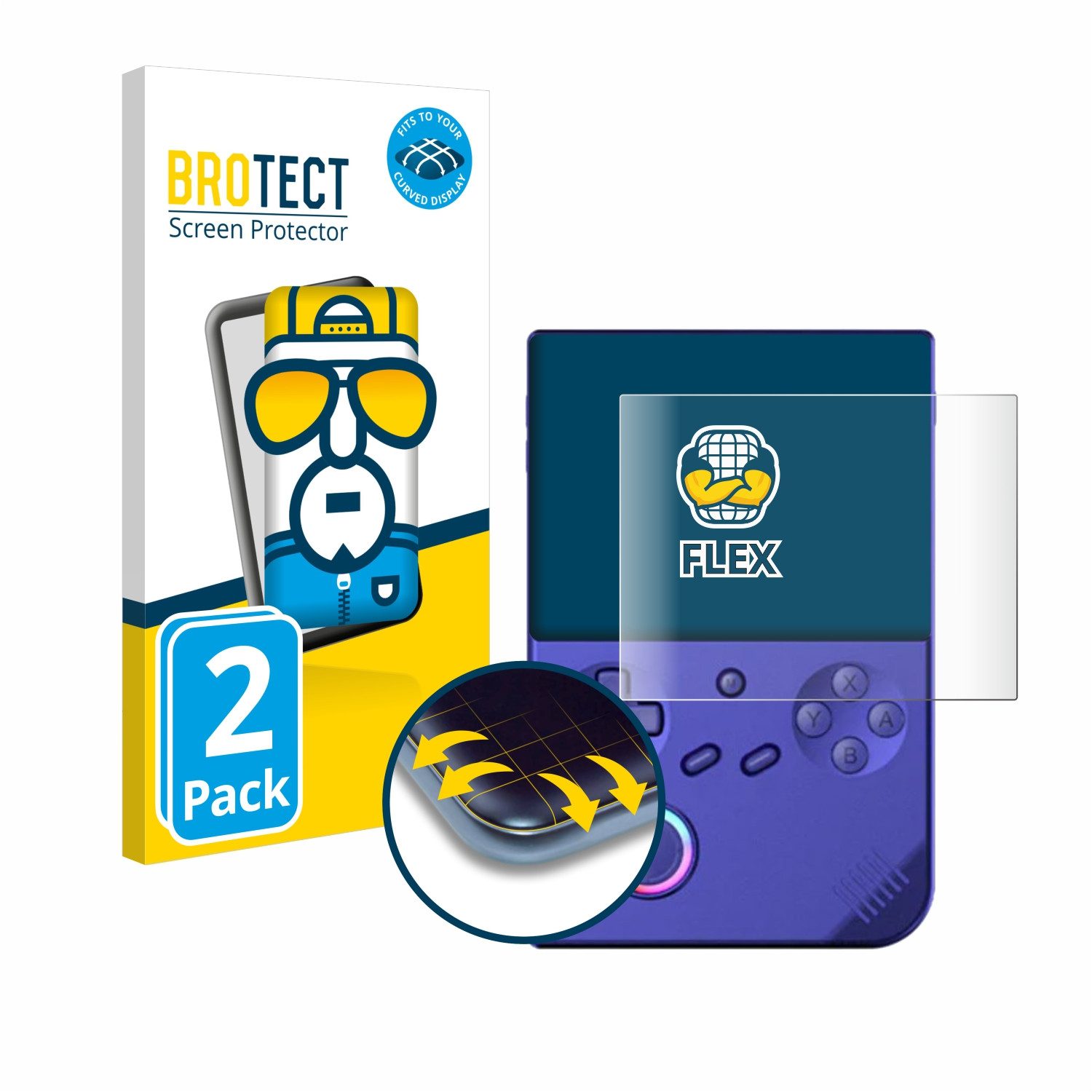 BROTECT Displayschutzfolie Fullscreen Schutzfolie für Anbernic RG40XXV, 2 Stück, Displayschutz Folie Fullcover Klar Transparent