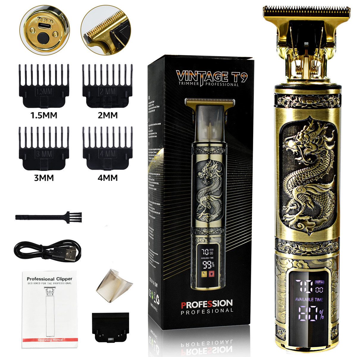 MCURO Триммеры Haarschneidemaschine Barttrimmer, LED Displays 4 in 1 Elektrischer Haartrimmer, Kabelloser Триммер для бороды, Professioneller Haarschneidemaschine männer Haartrimmer