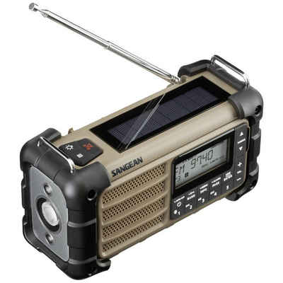 Sangean AM/FM Desert Tan AM/FM-RDS/Bluetooth/AUX/ Hand Radio (Solarpanel, spritzwassergeschützt, staubdicht, Taschenlampe)