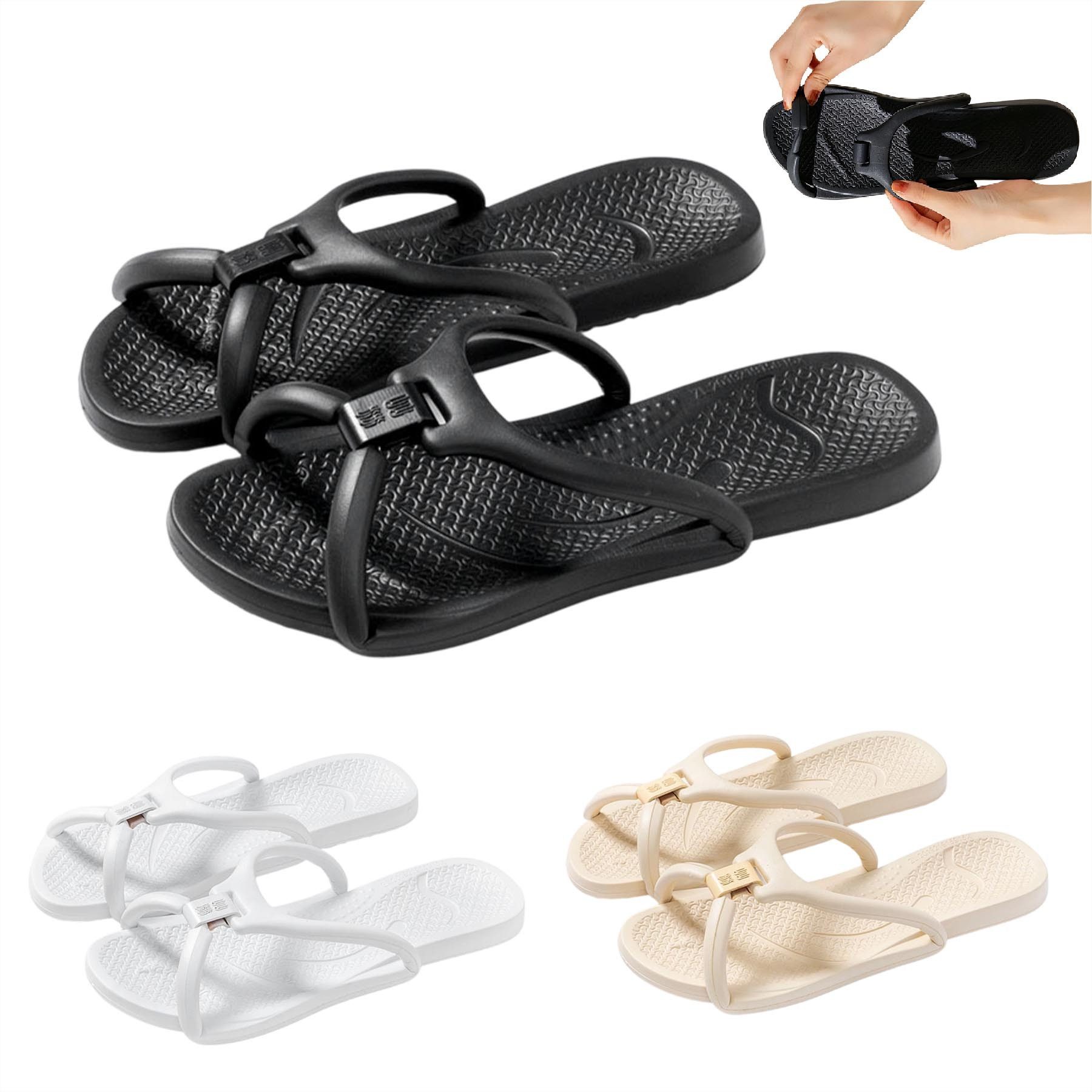 Mutig Badeschuhe Damen Herren,Reise Hausschuhe, Badeschlappen Leicht Badeschuh (Schlappen Flops,Dusche faltbare Schuhe schnelltrocknend rutschfest, EVA-Material, für Sommer, Indoor, Outdoor, Spa, tragbar, Hotel) für Badezimmer, Schlafzimmer, Wohnzimmer, Strand, Freizeit