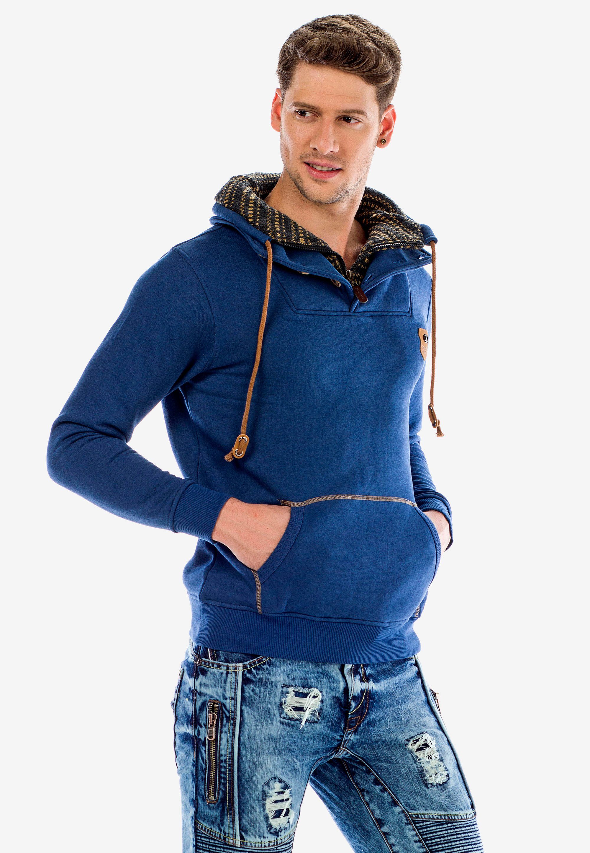 Sweatshirt Cipo & indigo Kragen mit Baxx Doppelte