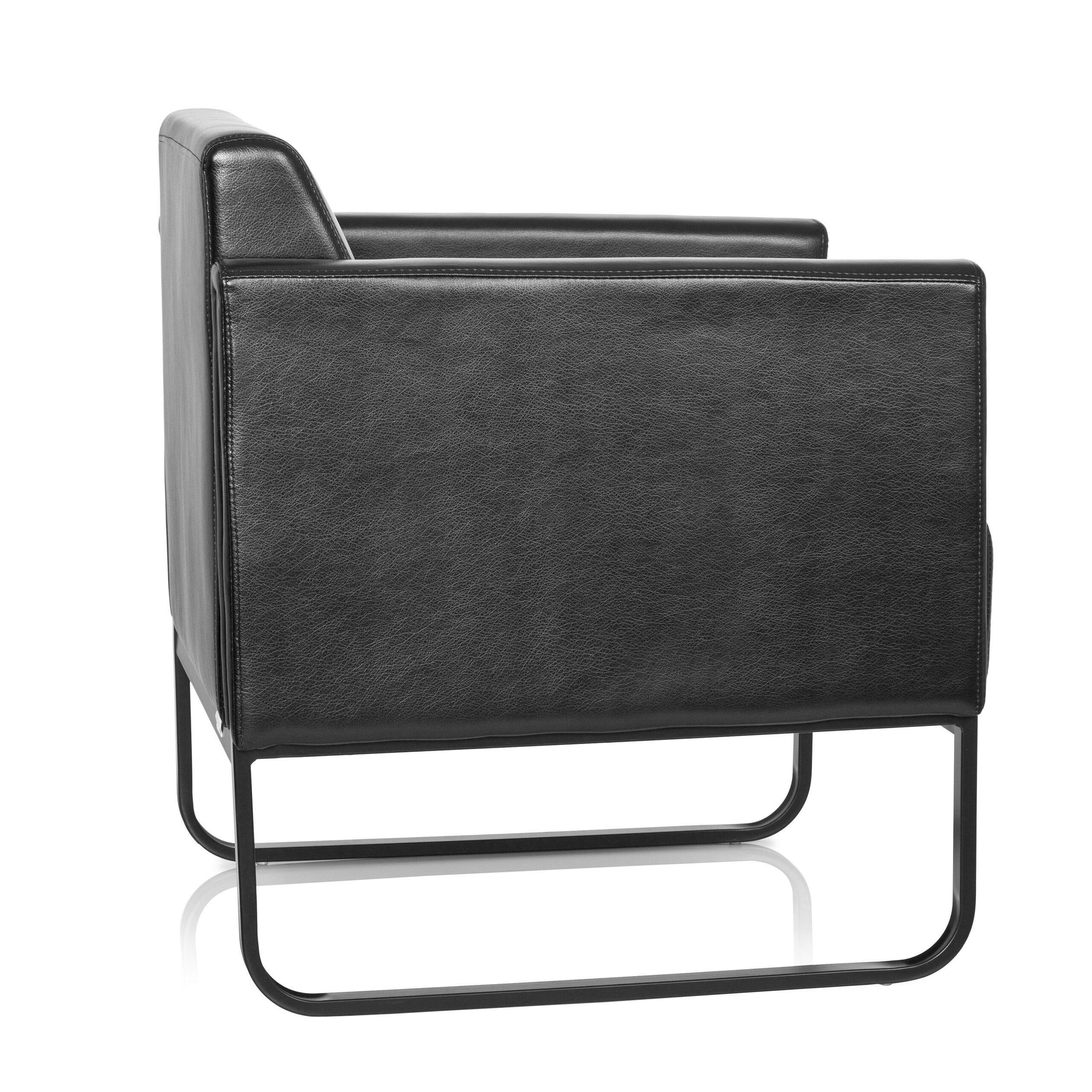 hjh OFFICE Loungesessel BALI BLACK Sessel Kunstleder mit Armlehnen 1 St., Sessel gepolstert mit Metallgestell