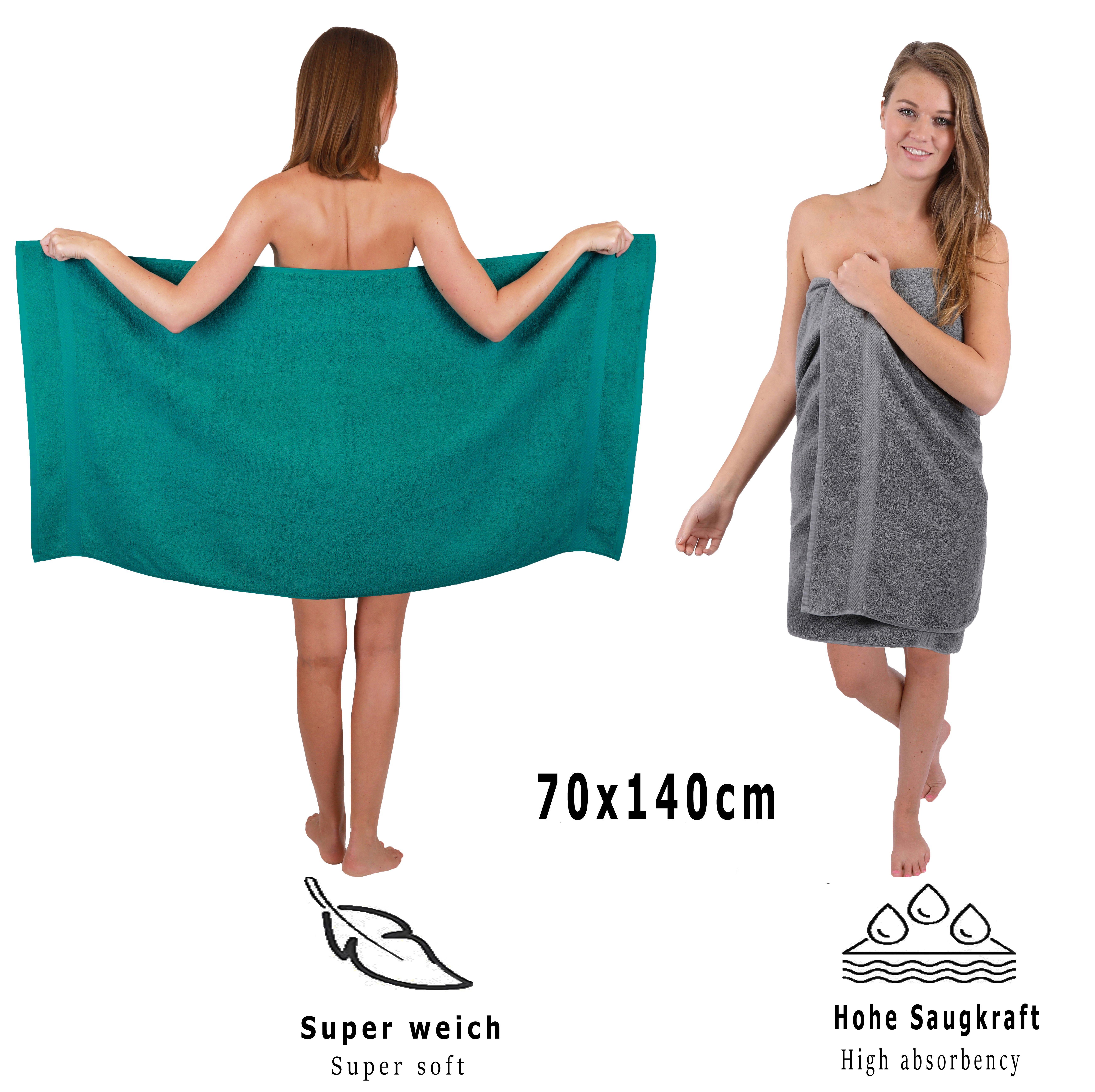 & Baumwolle, Smaragdgrün Farbe (10-tlg) 10-TLG. Premium Handtuch-Set Handtuch Set Betz 100% Anthrazit,
