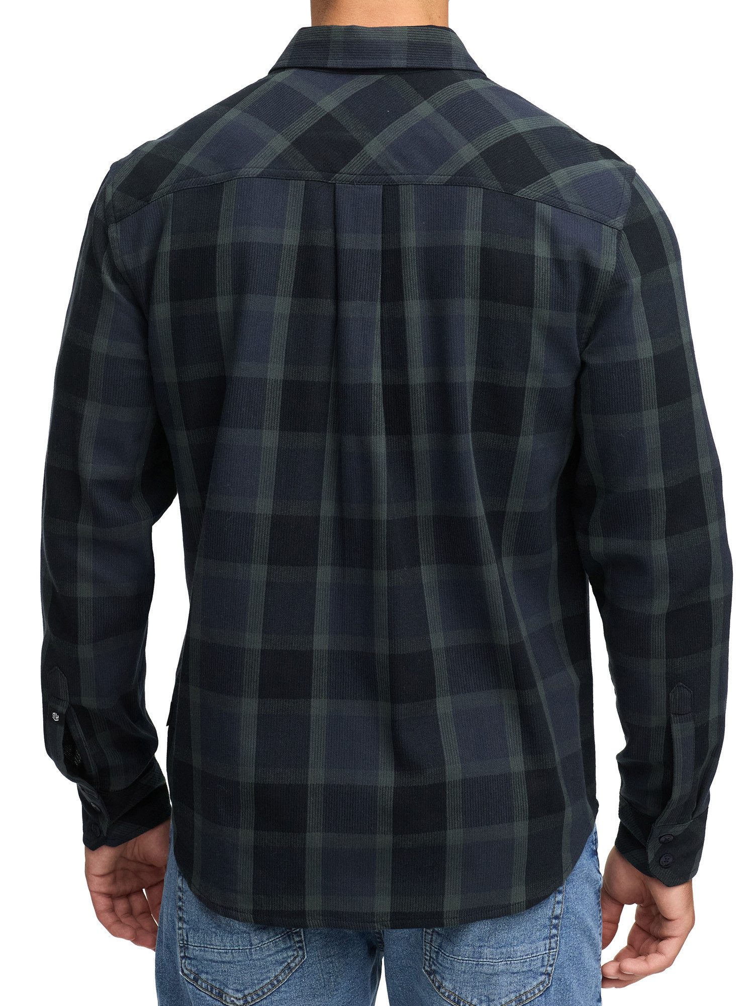 Indicode Langarmhemd Herren INPomal Herrenhemd Langarm Herren Karohemd aus 100% Baumwolle mit Brusttaschen und Umlegekragen