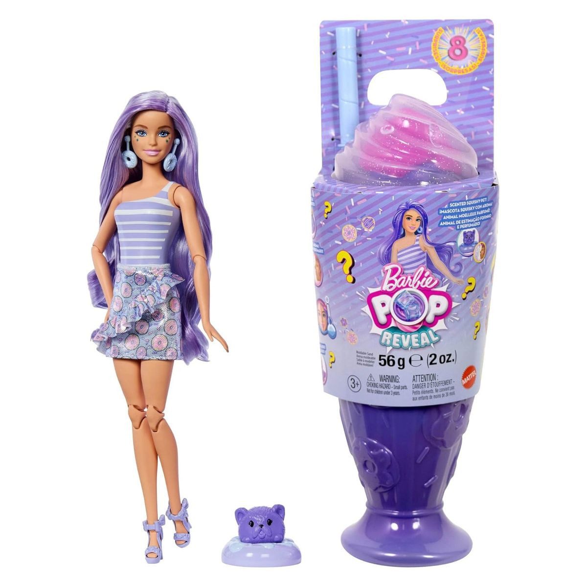 Mattel® Anziehpuppe Mattel JFY60 Barbie Pop Reveal Modepuppe + 8 Überraschungen, Donut Dr