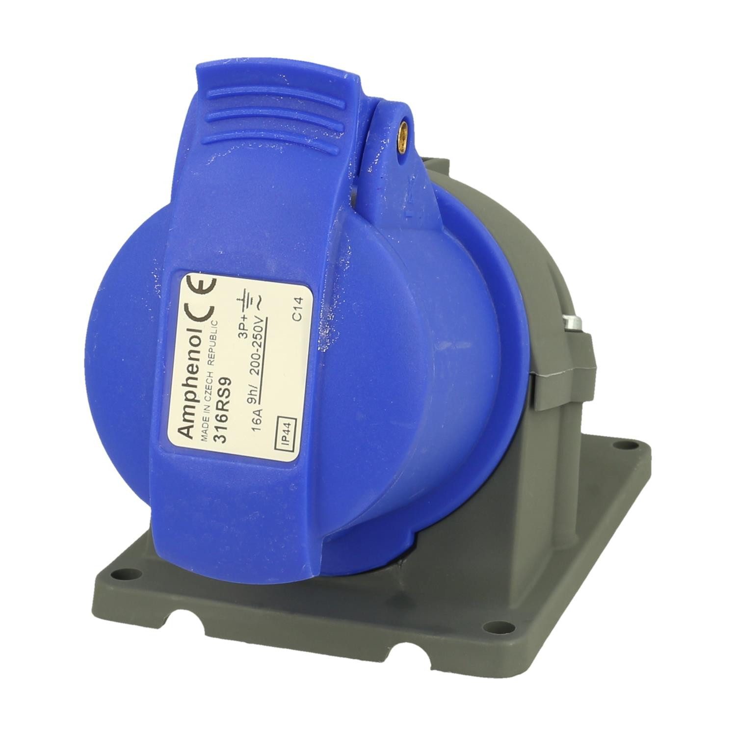 Amphenol CEE-Stecker Titel:16 Ampere CEE Wandsteckdose 4-polig (3P+PE) Buchse, Kodierung 9, (CEE Stromverteiler)