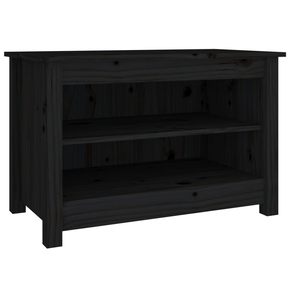 vidaXL Schuhbank, Schuhregal Schwarz 70x38x45,5 cm Massivholz Kiefer