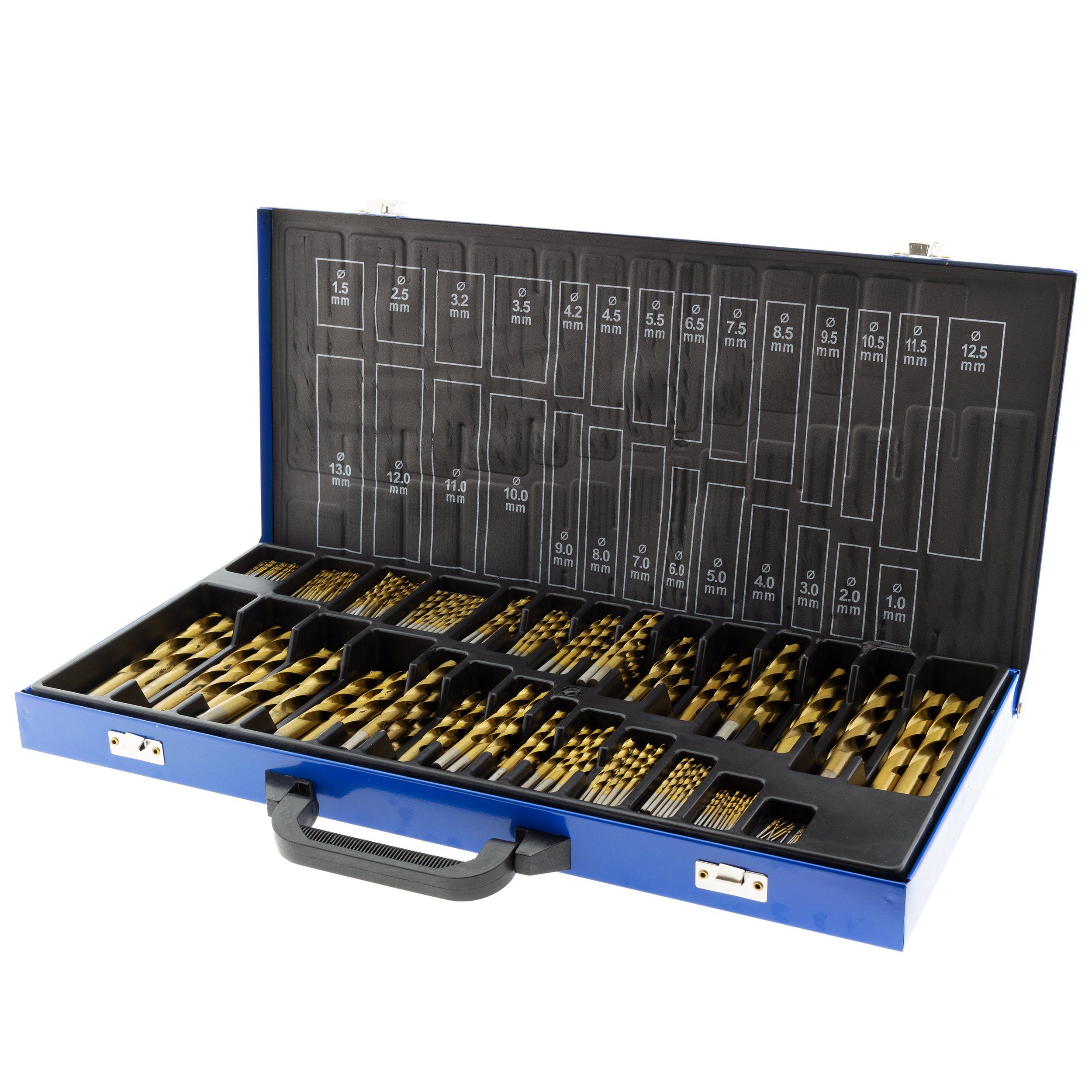 DIN Toolchest HSS Premium Set 230-tlg. Spiralbohrer mm Bohrersatz 338 1-13 titannitriert