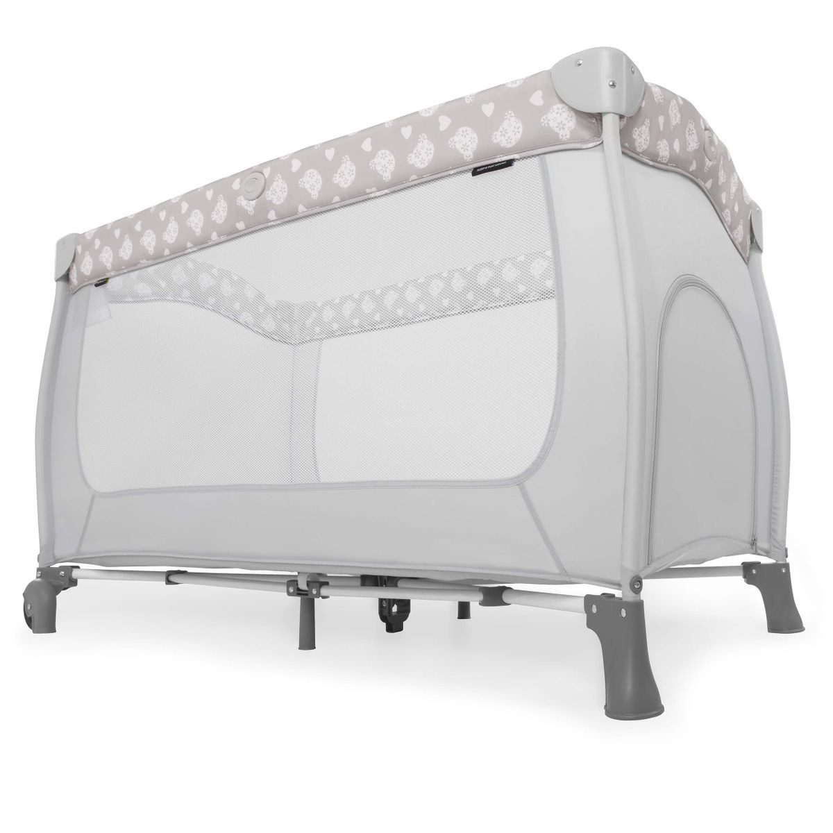 Hauck Baby-Reisebett Sleep'n Play Center - Teddy Grey, mit Wickelauflage, höhenverstellbar, Rollen & seitlichem Einstieg